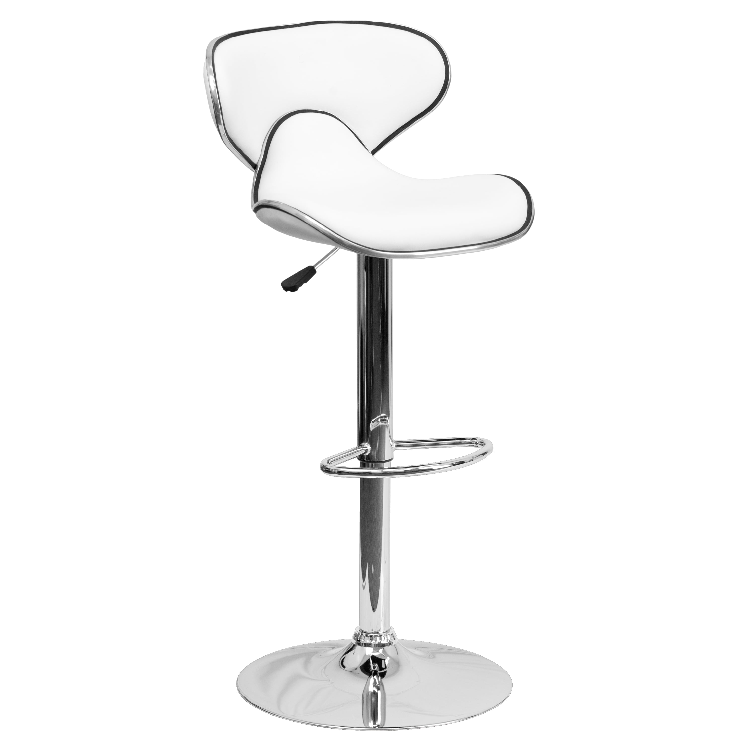 Flash Furniture Devin Contemporary Cozy Mid-Back White Vinyl Adjustable Height Barstool with Chrome Base