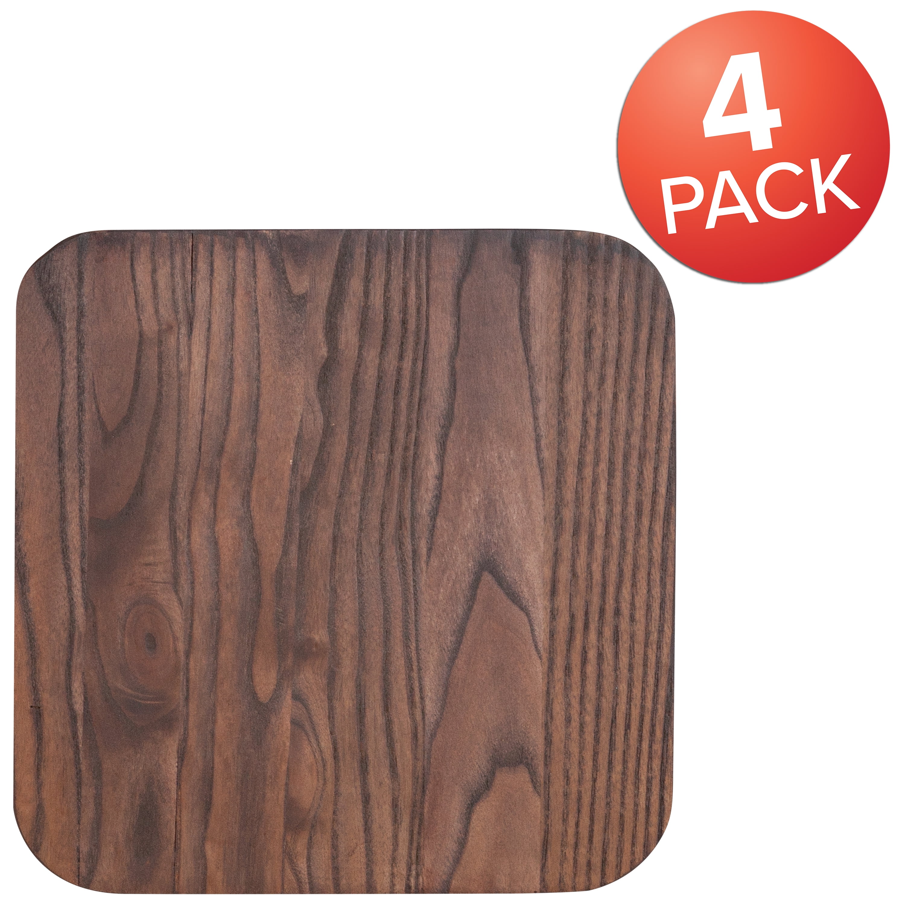 Flash Furniture Dunedin 4 Pack Rustic Walnut Wood Seat for Colorful Metal Barstools