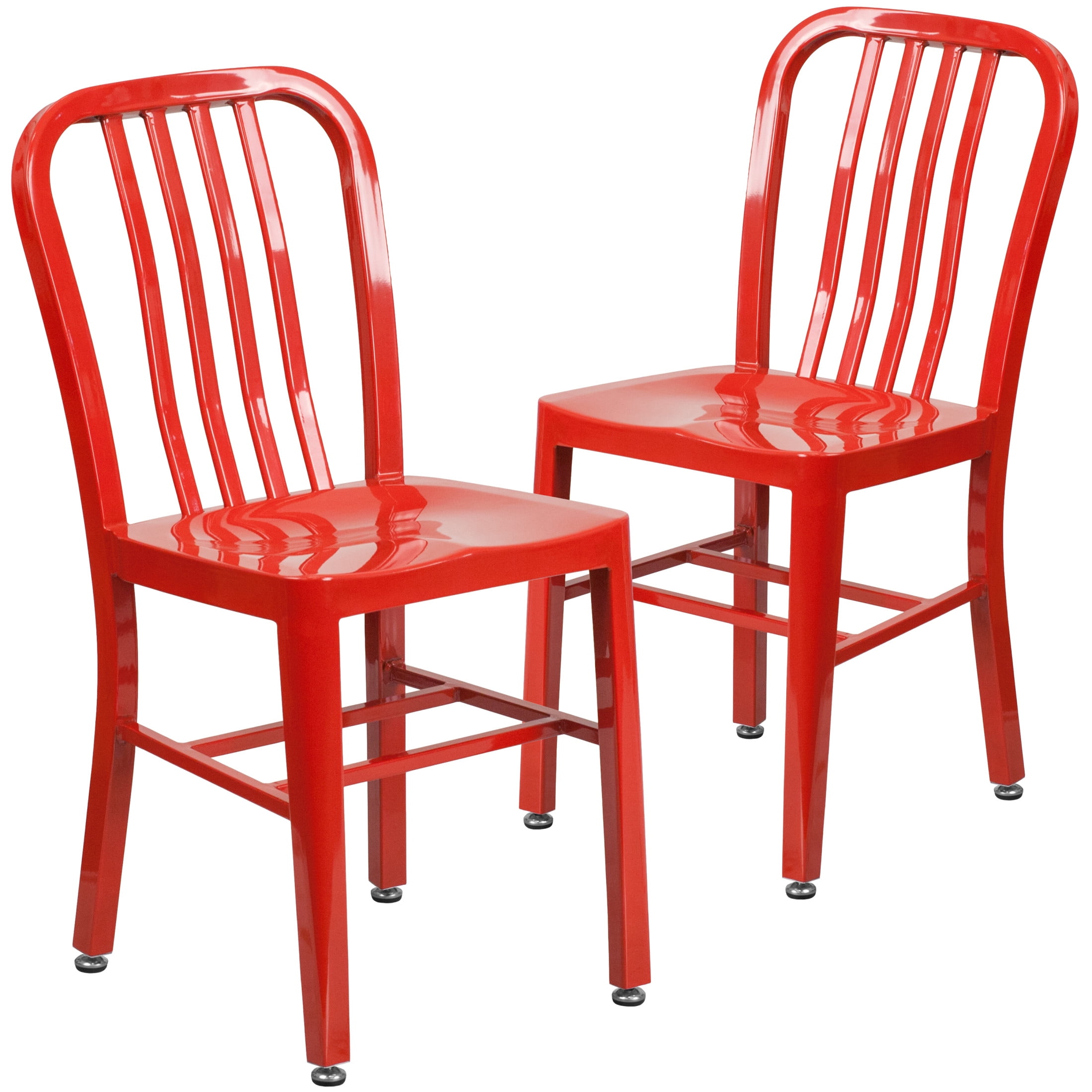 Flash Furniture Gael Indoor/Outdoor Commercial Grade Modern Metal Dining Chairs, Set of 2, Red