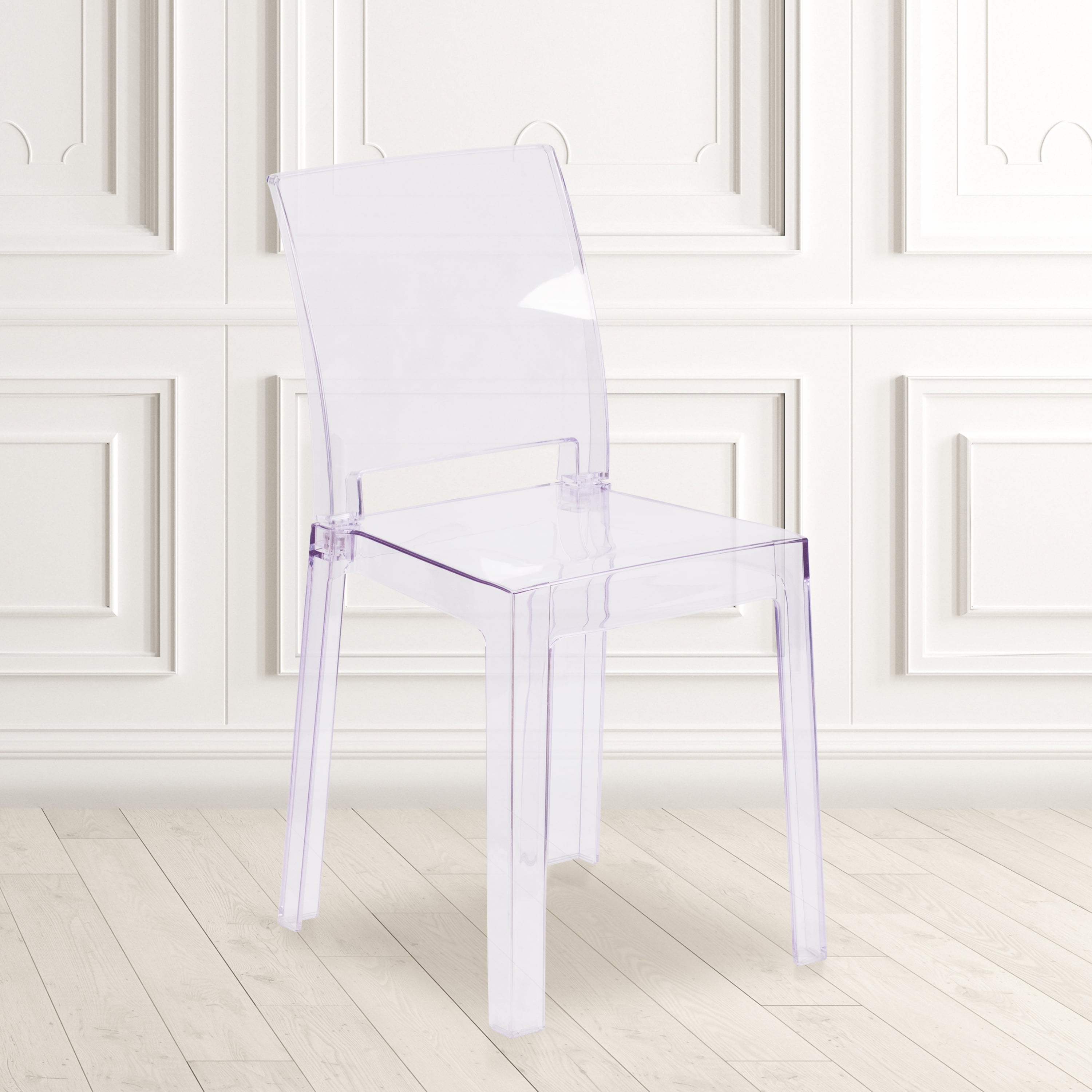 Flash Furniture Ghost Chair with Square Back in Transparent Crystal