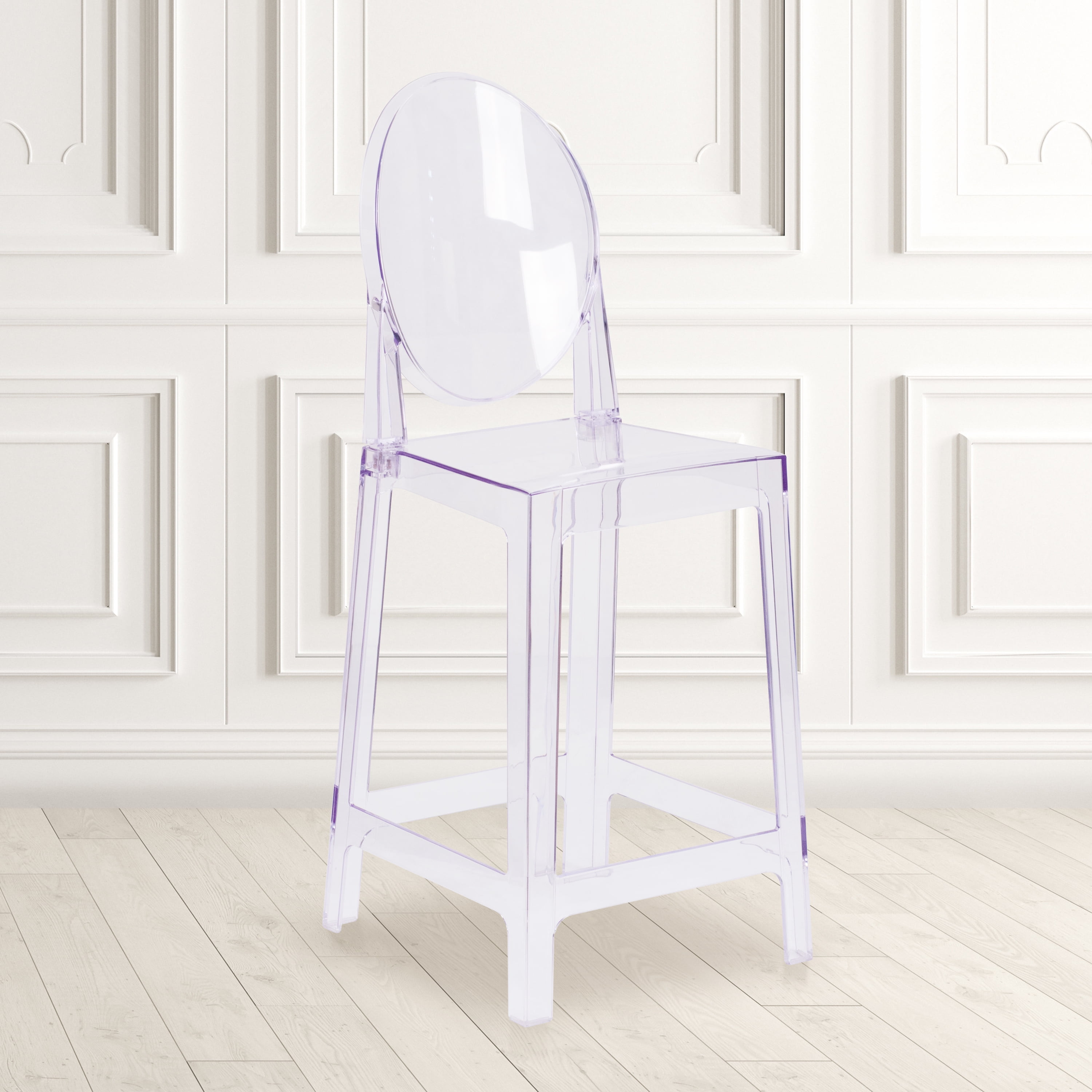 Flash Furniture Ghost Counter Stool with Oval Back in Transparent Crystal