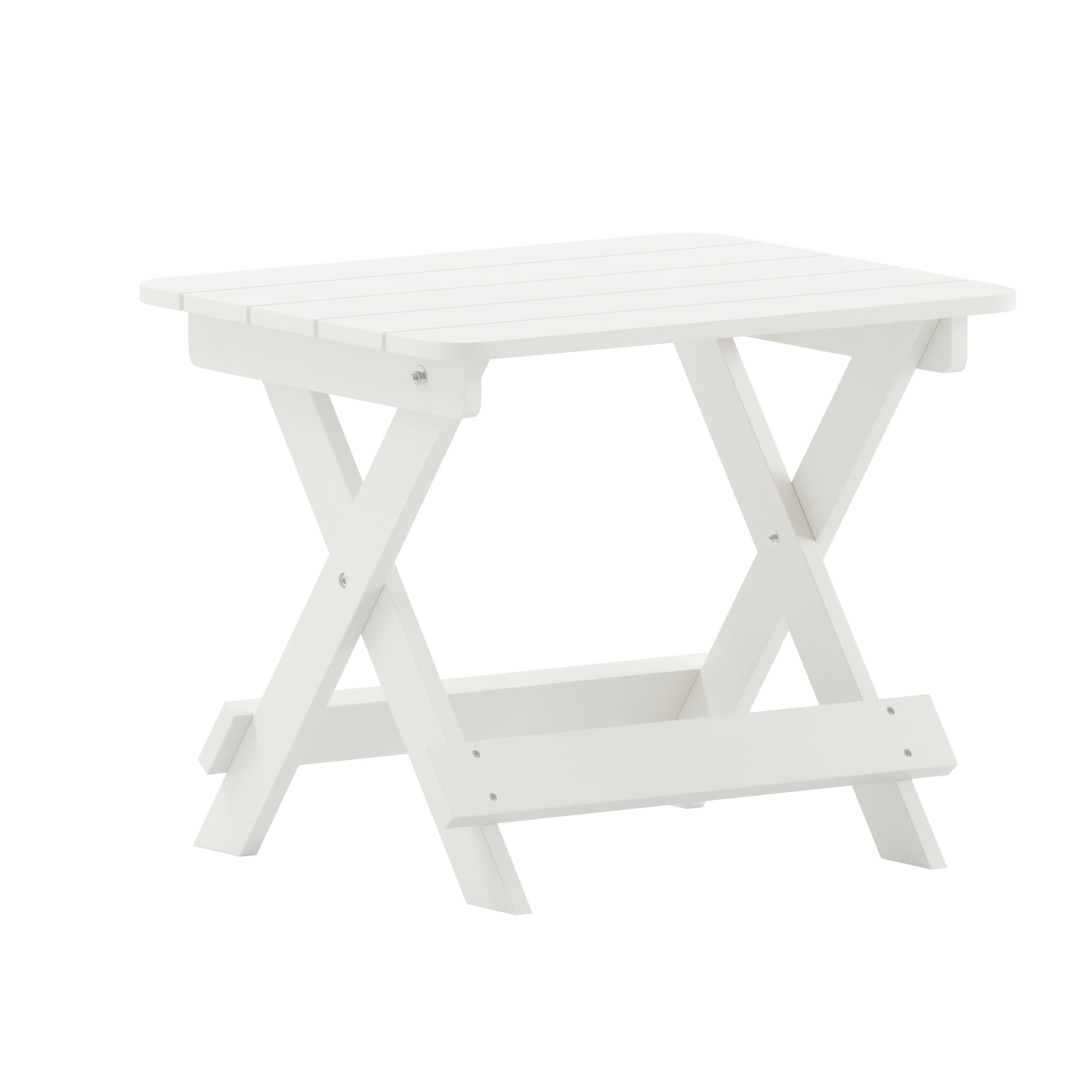 Flash Furniture Halifax Outdoor Folding Side Table, Portable All-Weather HDPE Adirondack Side Table in White
