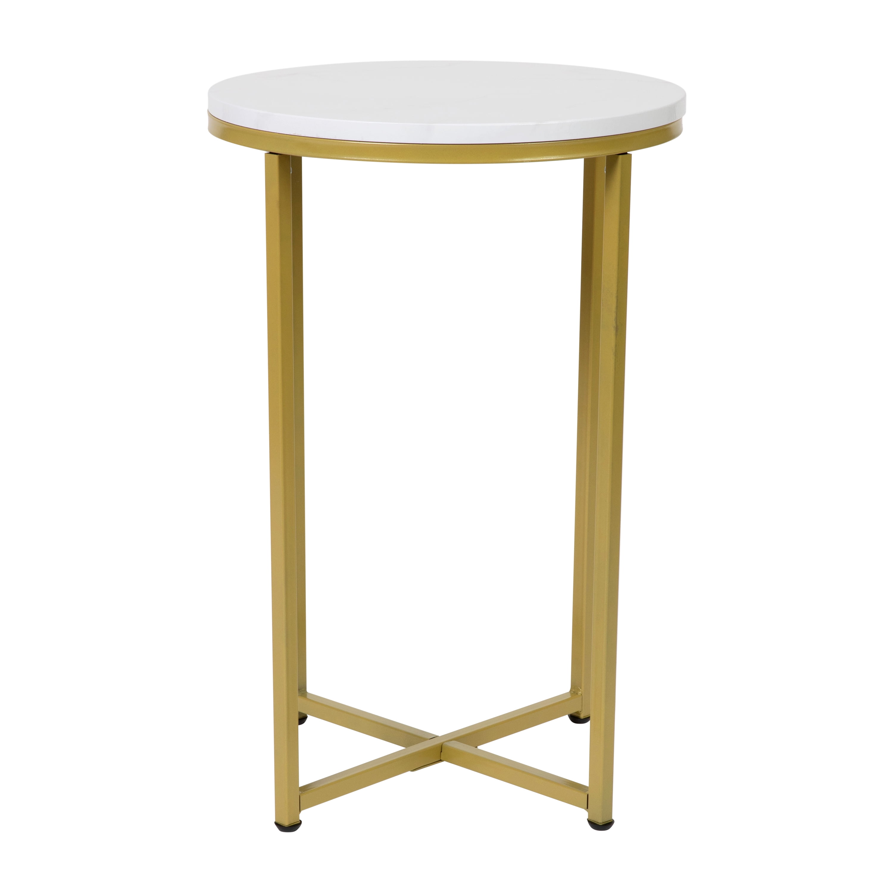 Flash Furniture Hampstead Contemporary End Table, White Marble/Brushed Gold