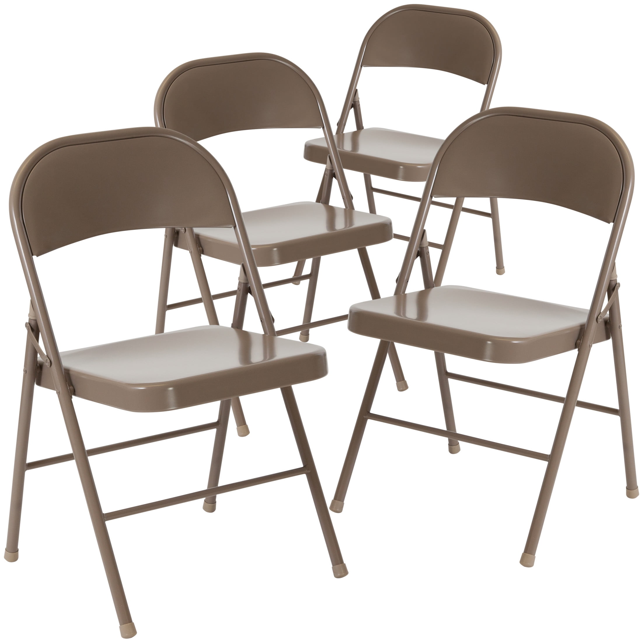 Flash Furniture Hercules Series Adult Size Double Braced Metal Folding Chairs, Set of 4, Beige