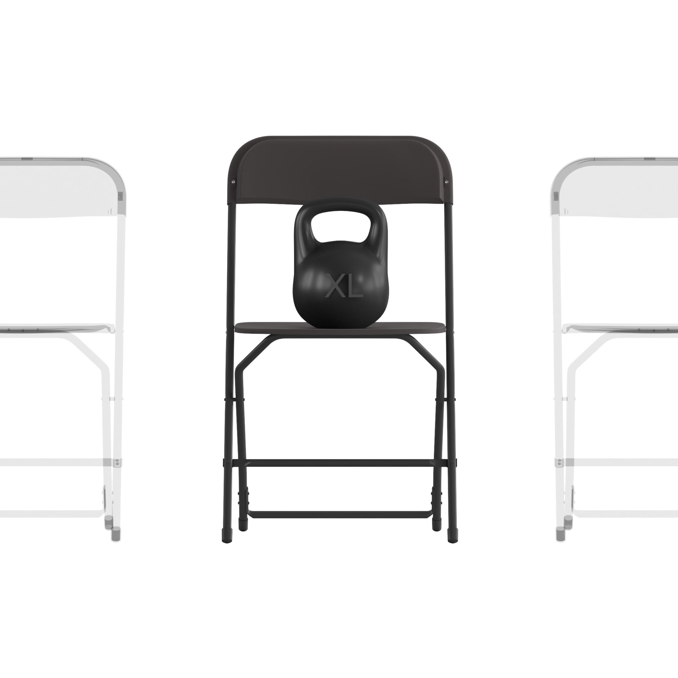 Flash Furniture Hercules Series Big & Tall Adult Stackable Plastic Folding Chairs, Set of 4, Black
