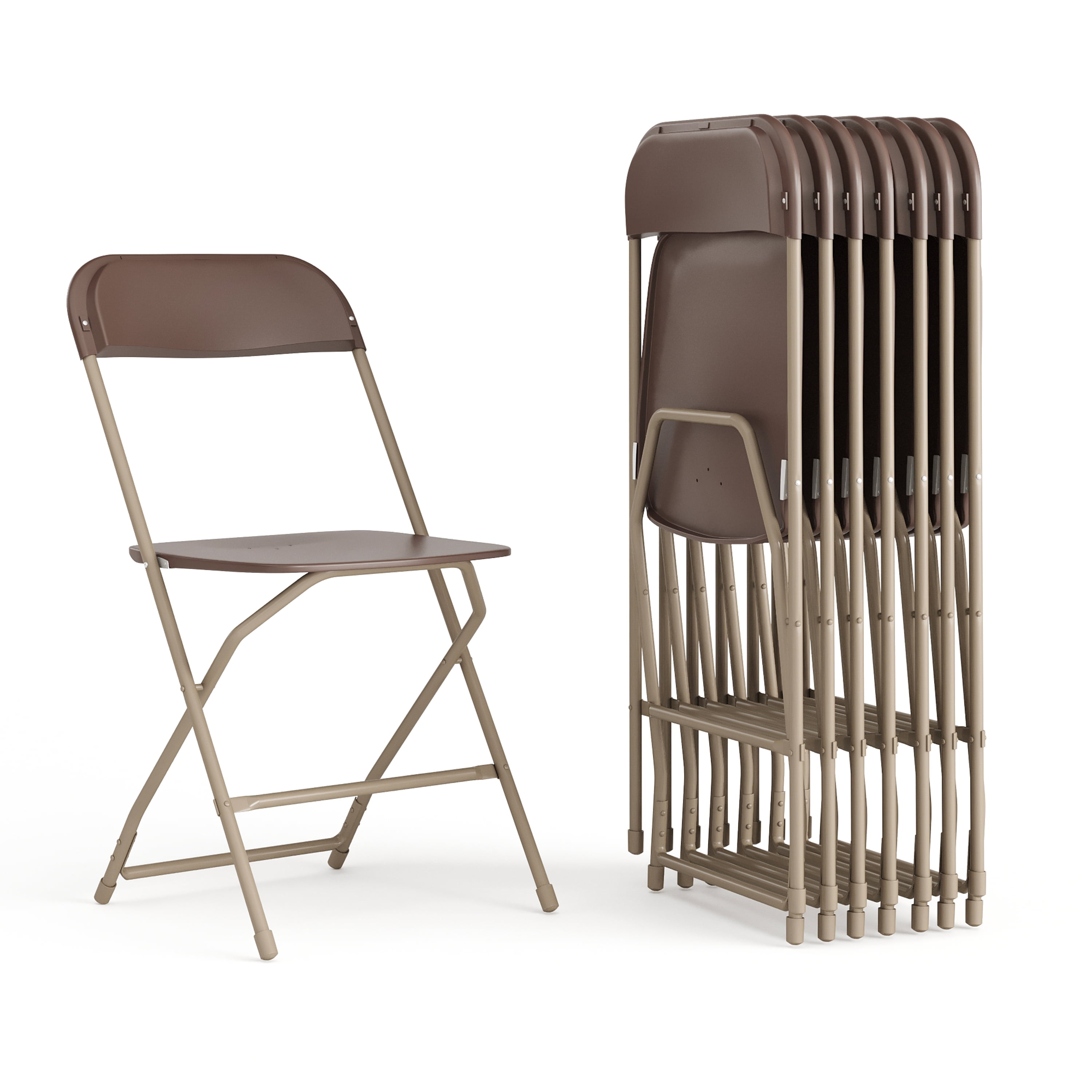 Flash Furniture Hercules Series Plastic Folding Chair Brown - 8 Pack 650LB Weight Capacity Comfortable Event Chair - Lightweight Folding Chair