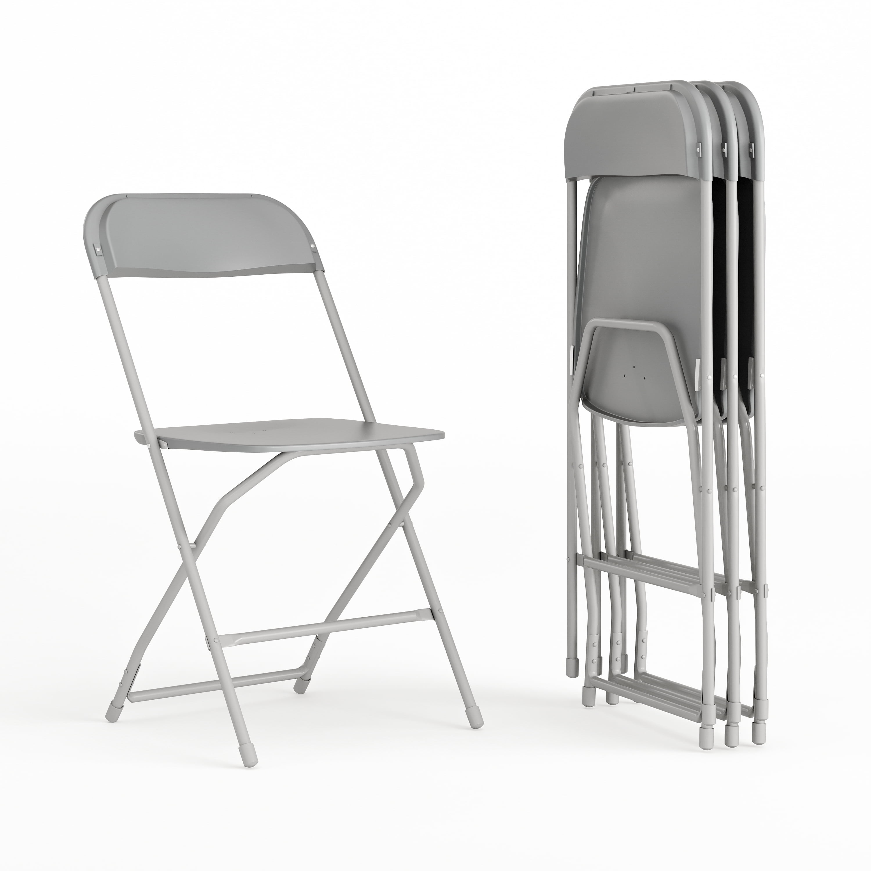 Flash Furniture Hercules Series Plastic Folding Chair Grey - 4 Pack 650LB Weight Capacity Comfortable Event Chair-Lightweight Folding Chair