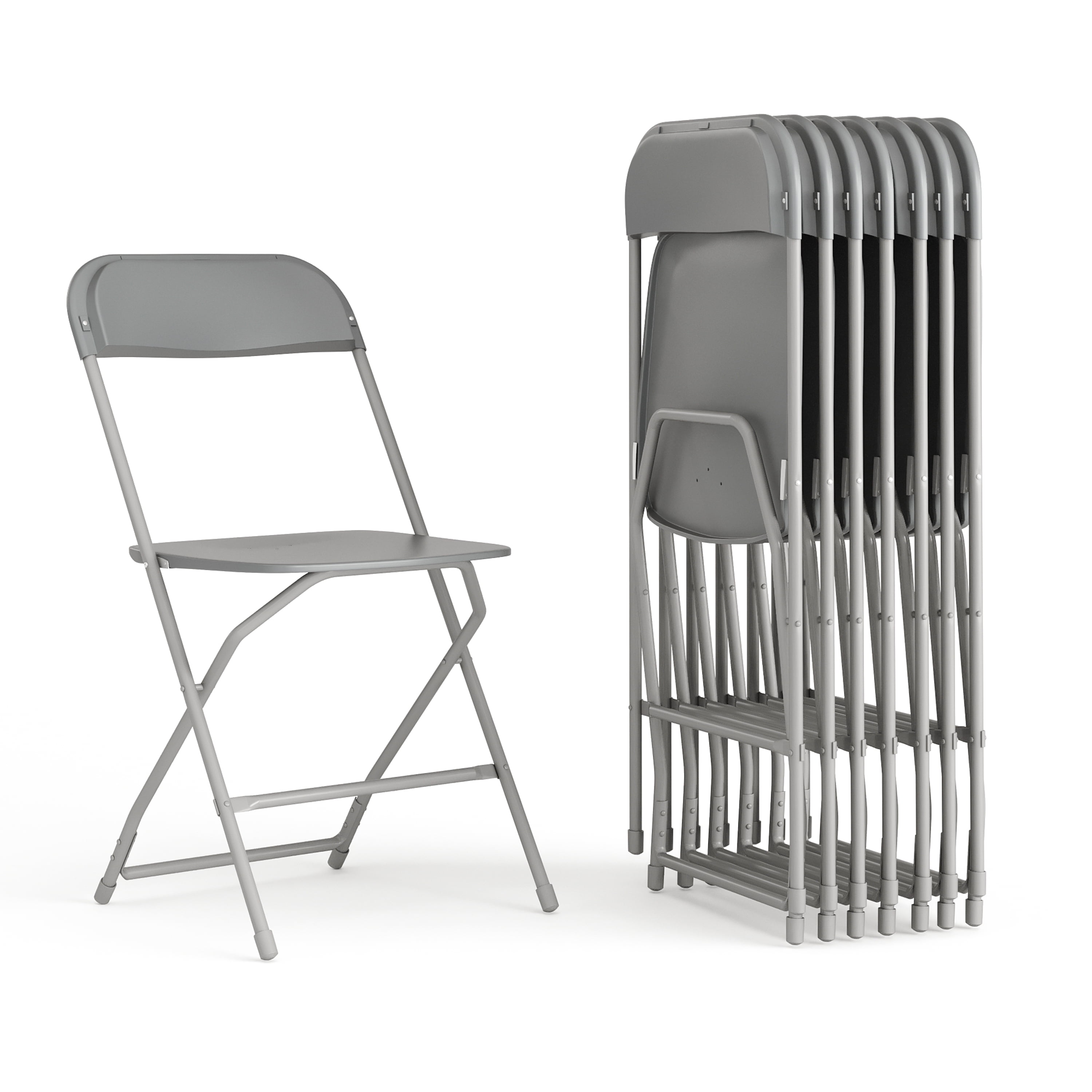 Flash Furniture Hercules Series Plastic Folding Chair Grey - 8 Pack 650LB Weight Capacity Comfortable Event Chair-Lightweight Folding Chair