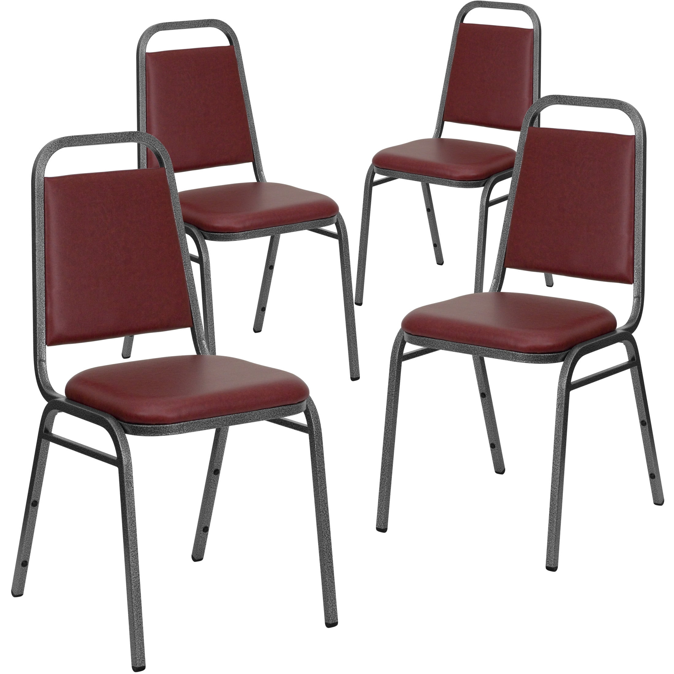Flash Furniture Hercules Series Trapezoidal Vinyl Banquet Stacking Chairs, Set of 4, Burgundy