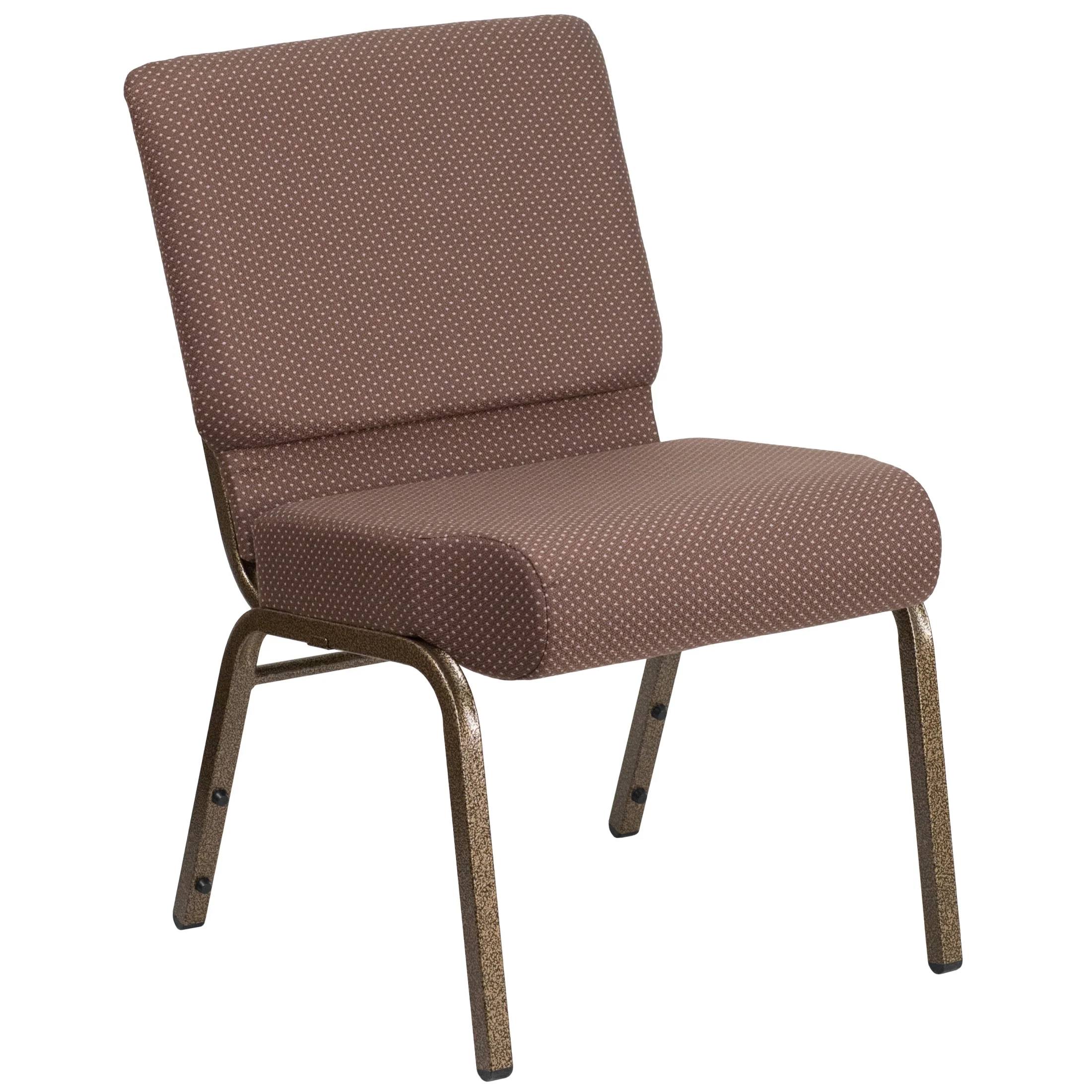 Flash Furniture Hercules Series 21"W Upholstered Adult Church Chair with Book Pouch, Brown Dot
