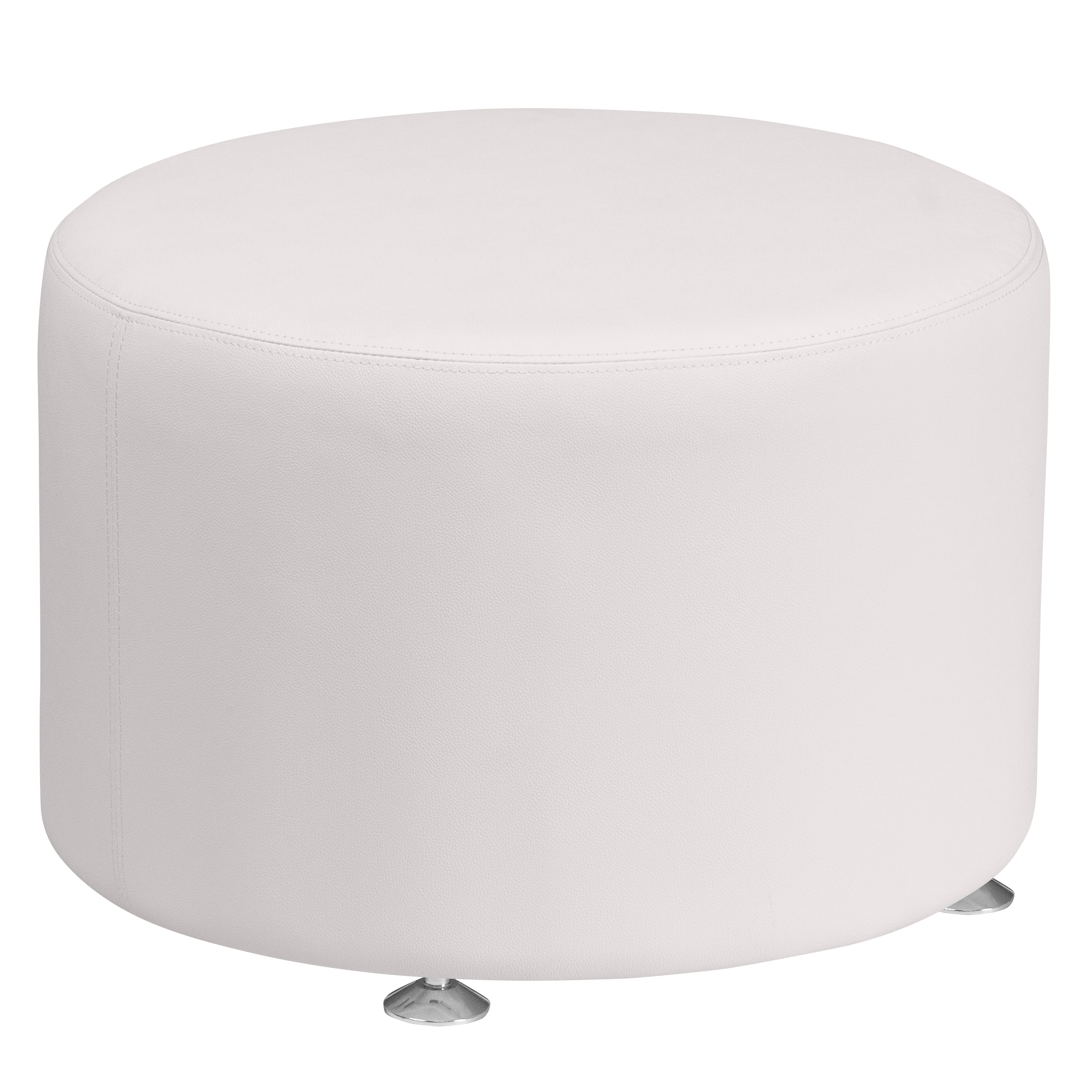 Flash Furniture HERCULES Alon Series Melrose White LeatherSoft 24'' Round Ottoman