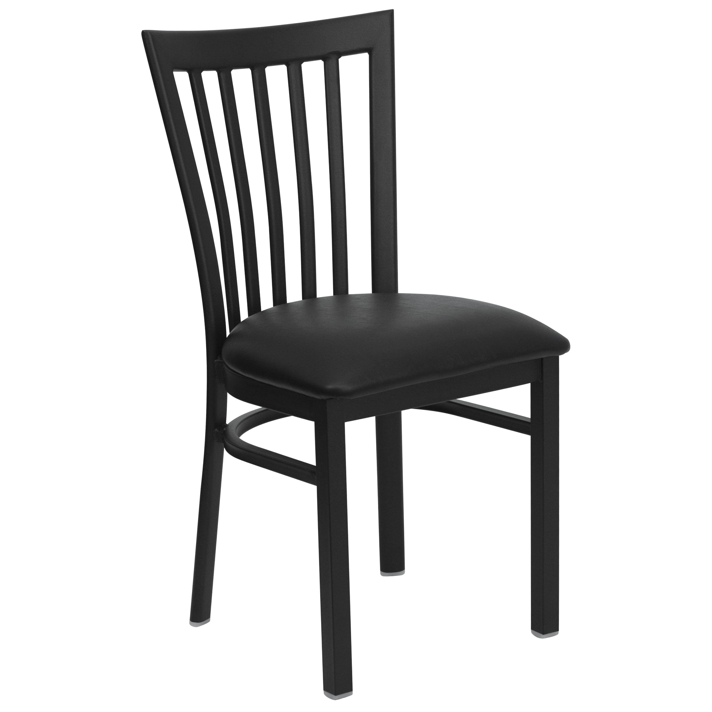 Flash Furniture HERCULES Series Black School House Back Metal Restaurant Chair - Black Vinyl Seat