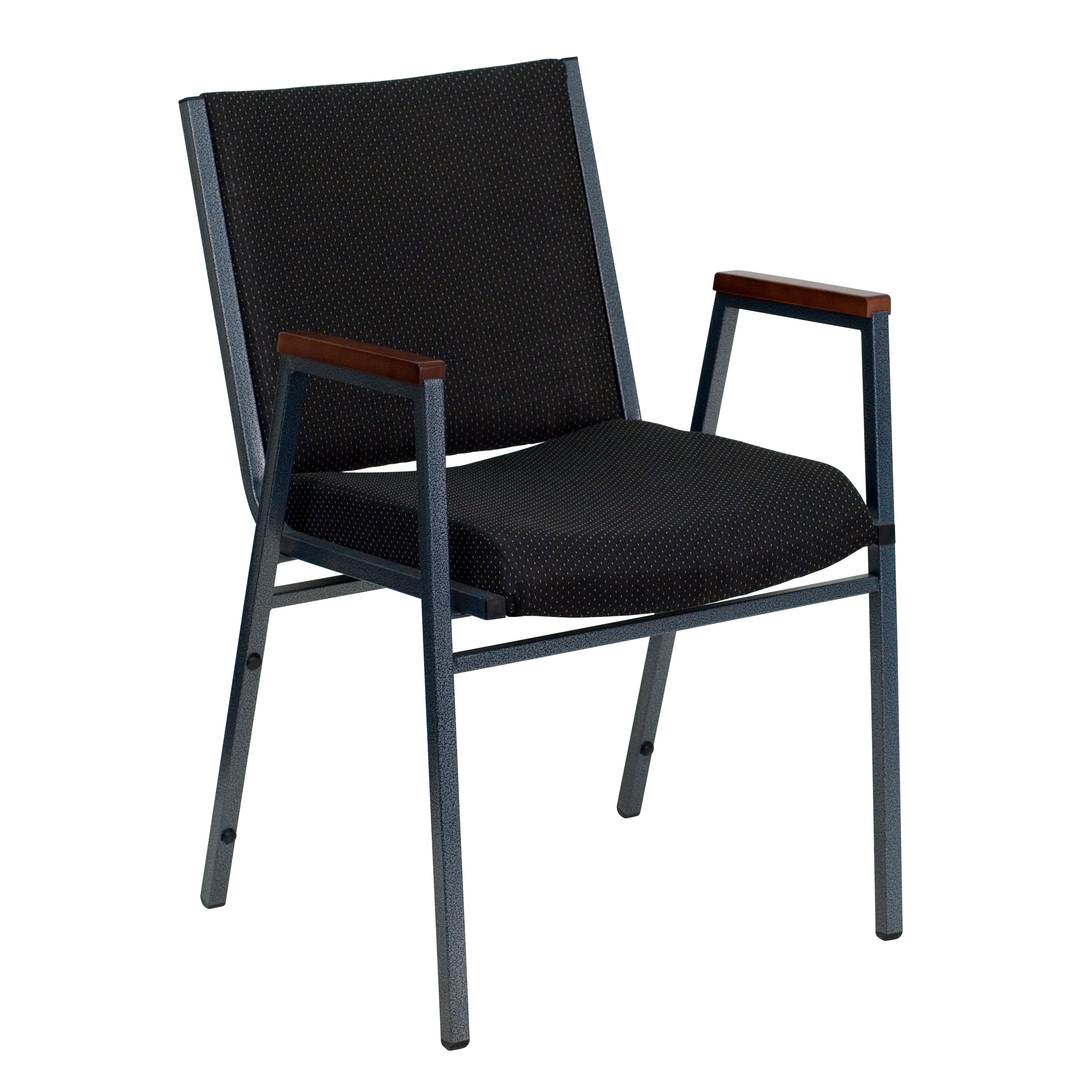 Flash Furniture HERCULES Series Heavy Duty Black Dot Fabric Stack Chair with Arms