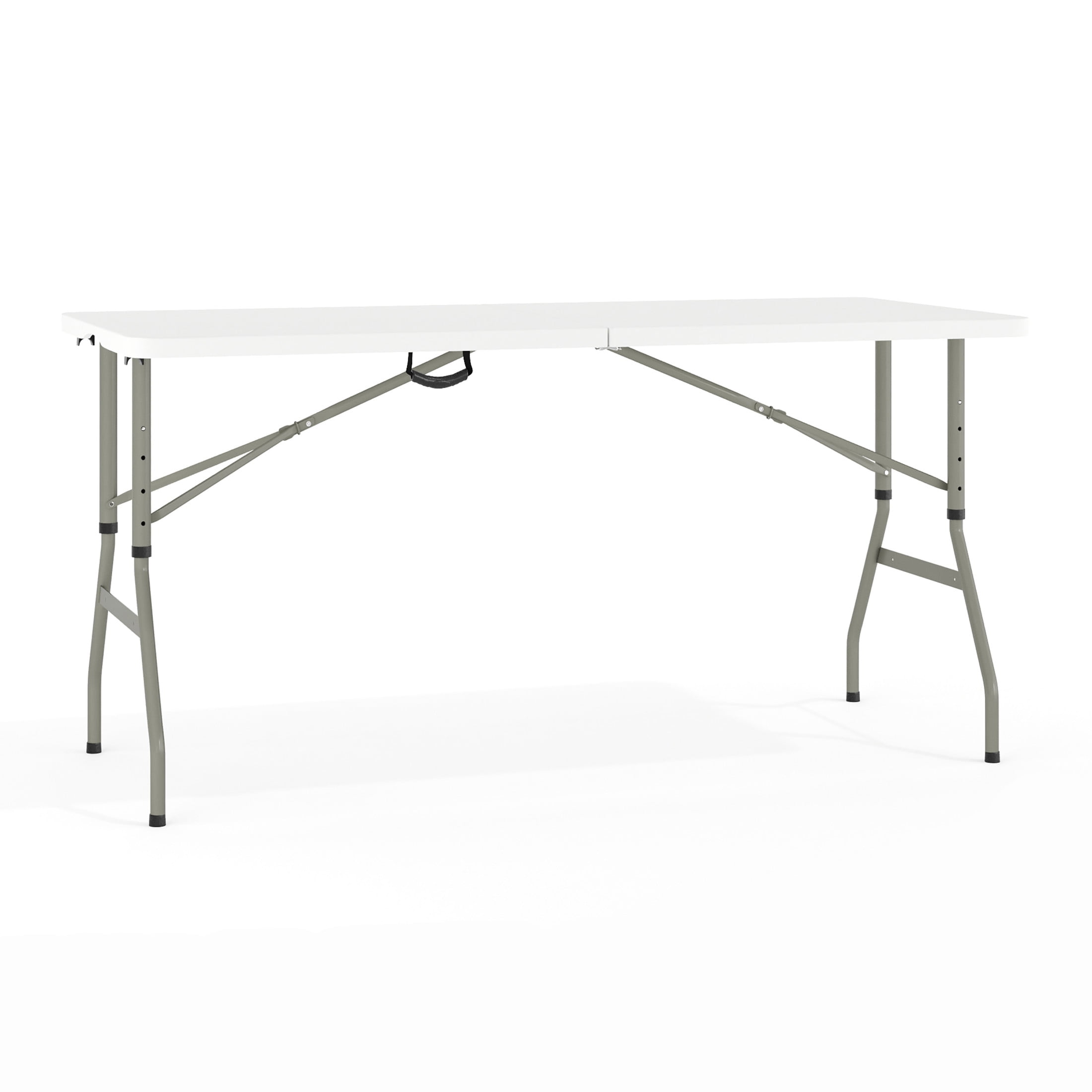 Flash Furniture Kathryn 5' Rectangular Adjustable Plastic Folding Event Table with Handle, White