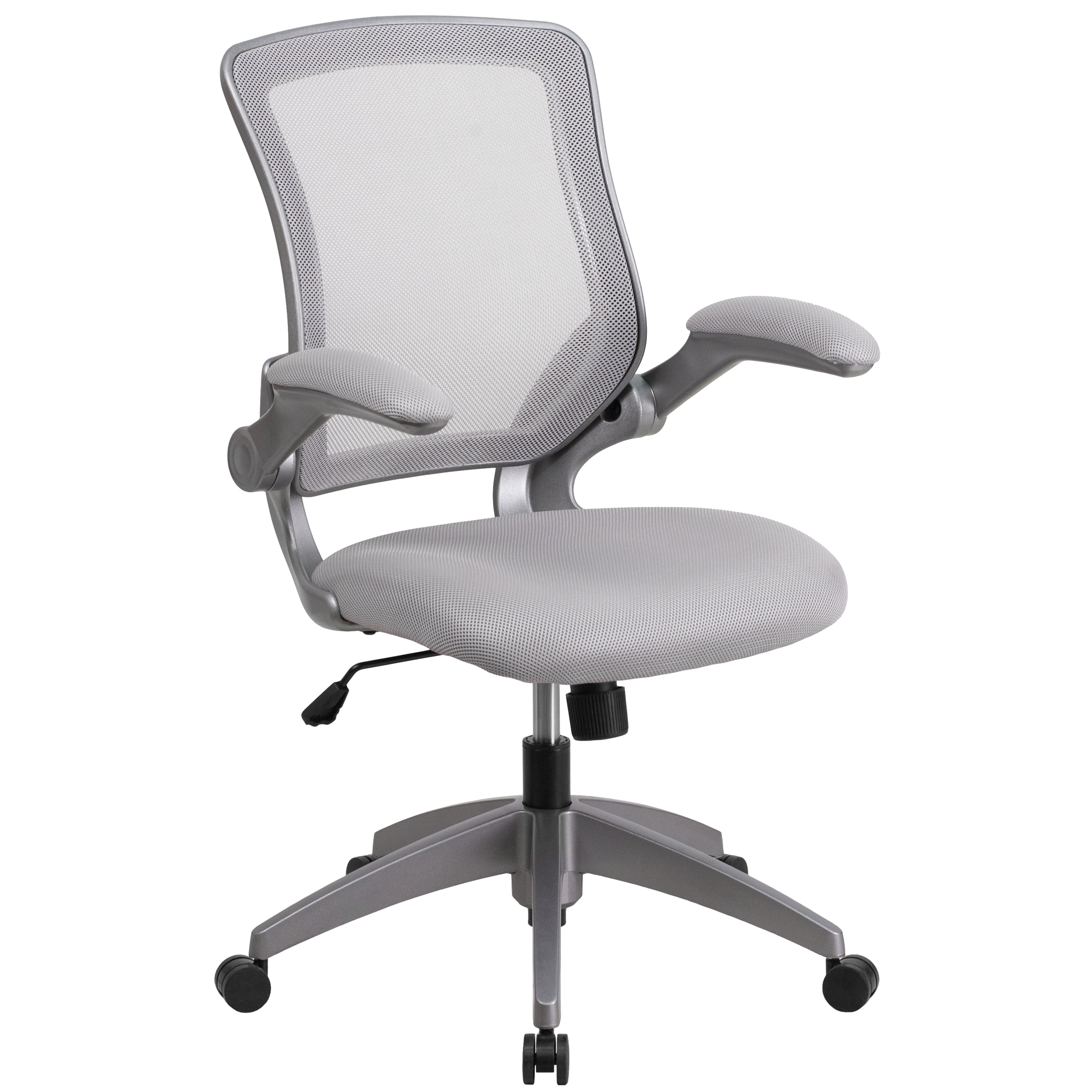 Flash Furniture Mid-Back Gray Mesh Swivel Ergonomic Task Office Chair with Gray Frame and Flip-Up Arms