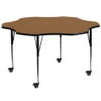 Flash Furniture Mobile 60'' Flower Oak Thermal Laminate Activity Table - Standard Height Adjustable Legs