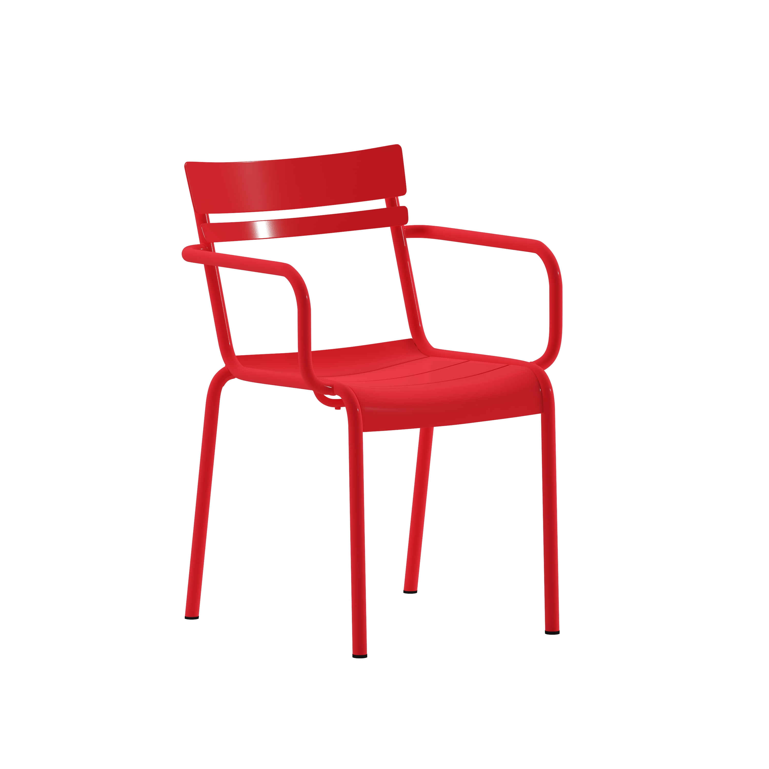 Flash Furniture Nash Commercial Grade Red Steel Indoor-Outdoor Stackable Chair with 2 Slats and Arms
