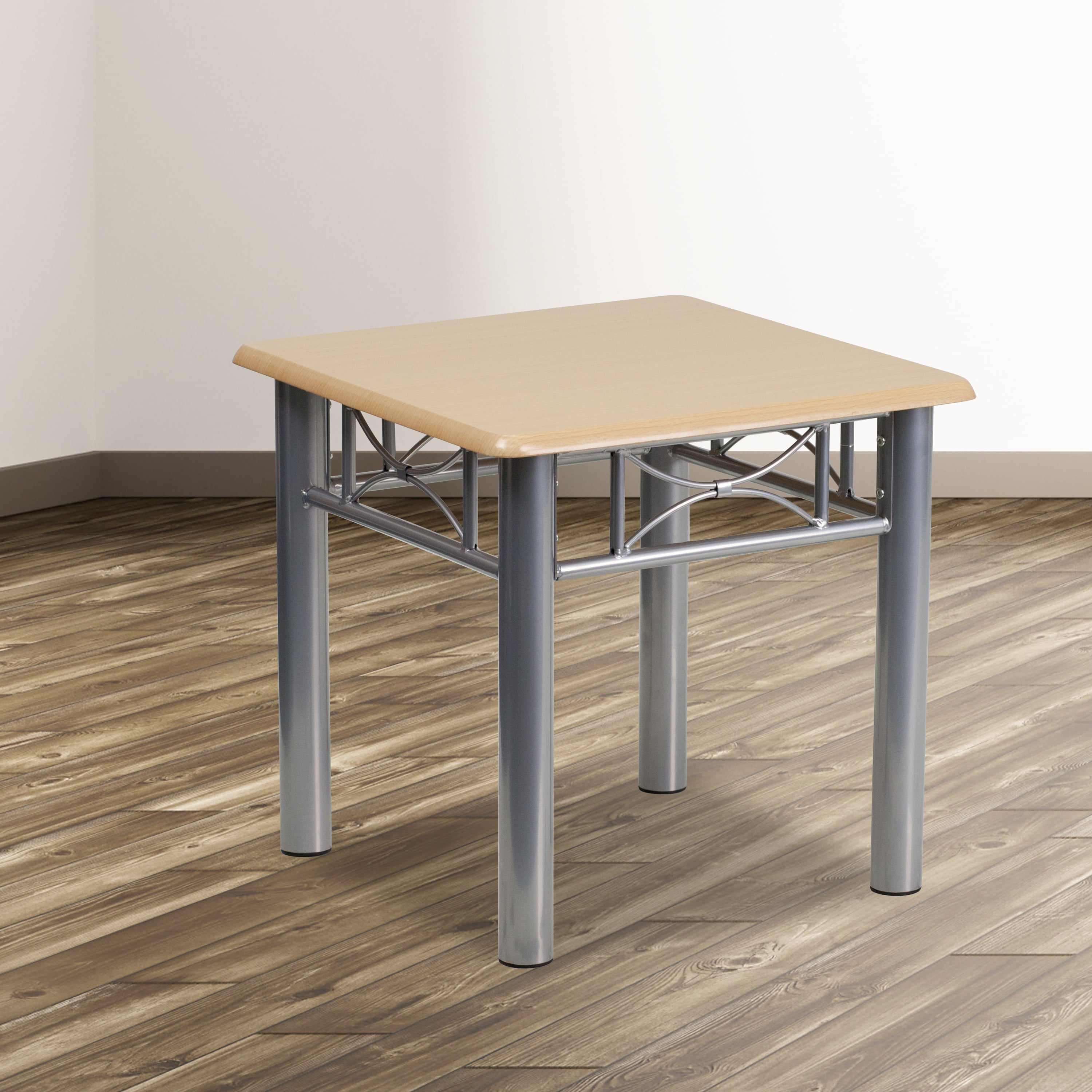 Flash Furniture Natural Laminate End Table with Silver Steel Frame