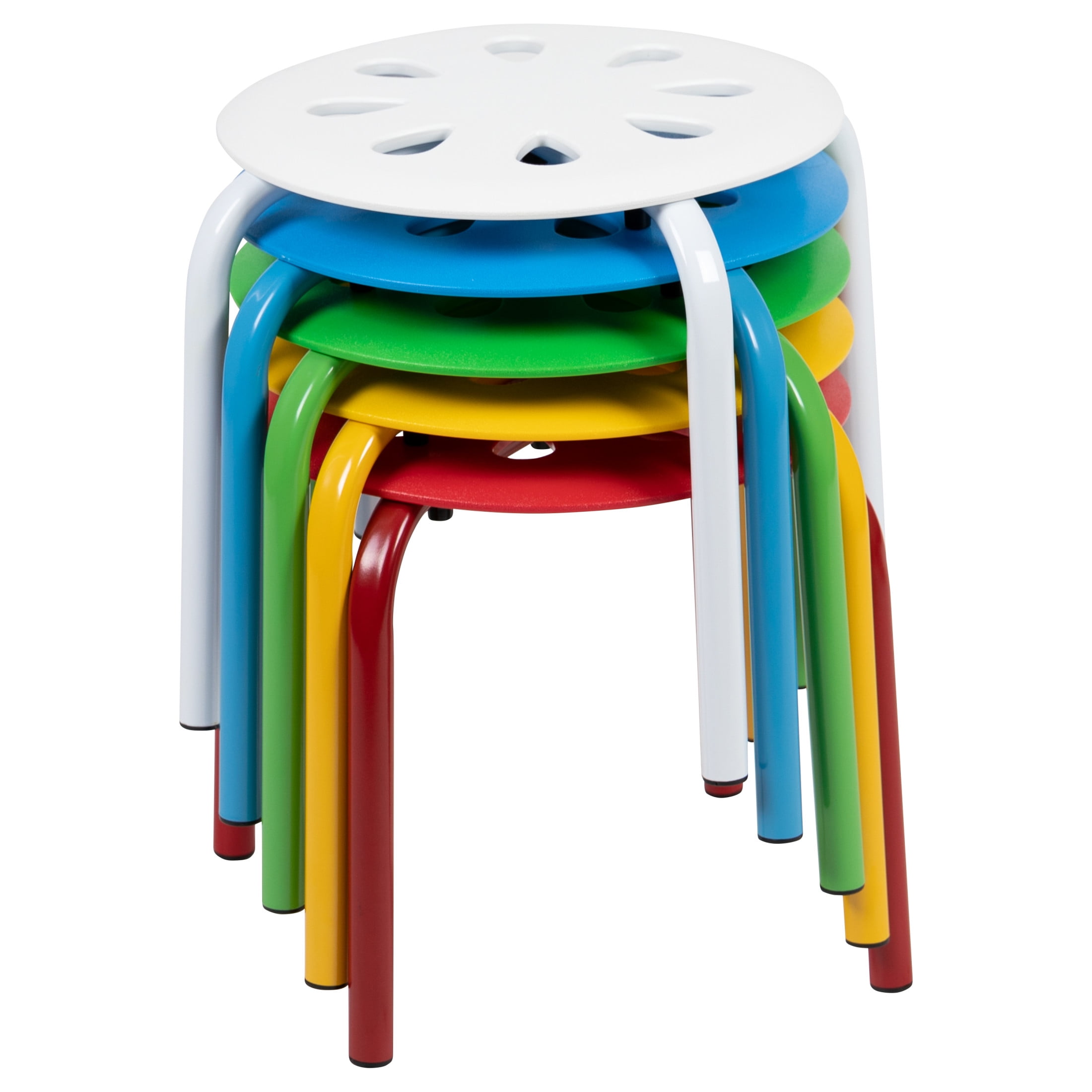 Flash Furniture Nesting Stackable Indoor/Outdoor School Stool, Multi Color, Set of 5