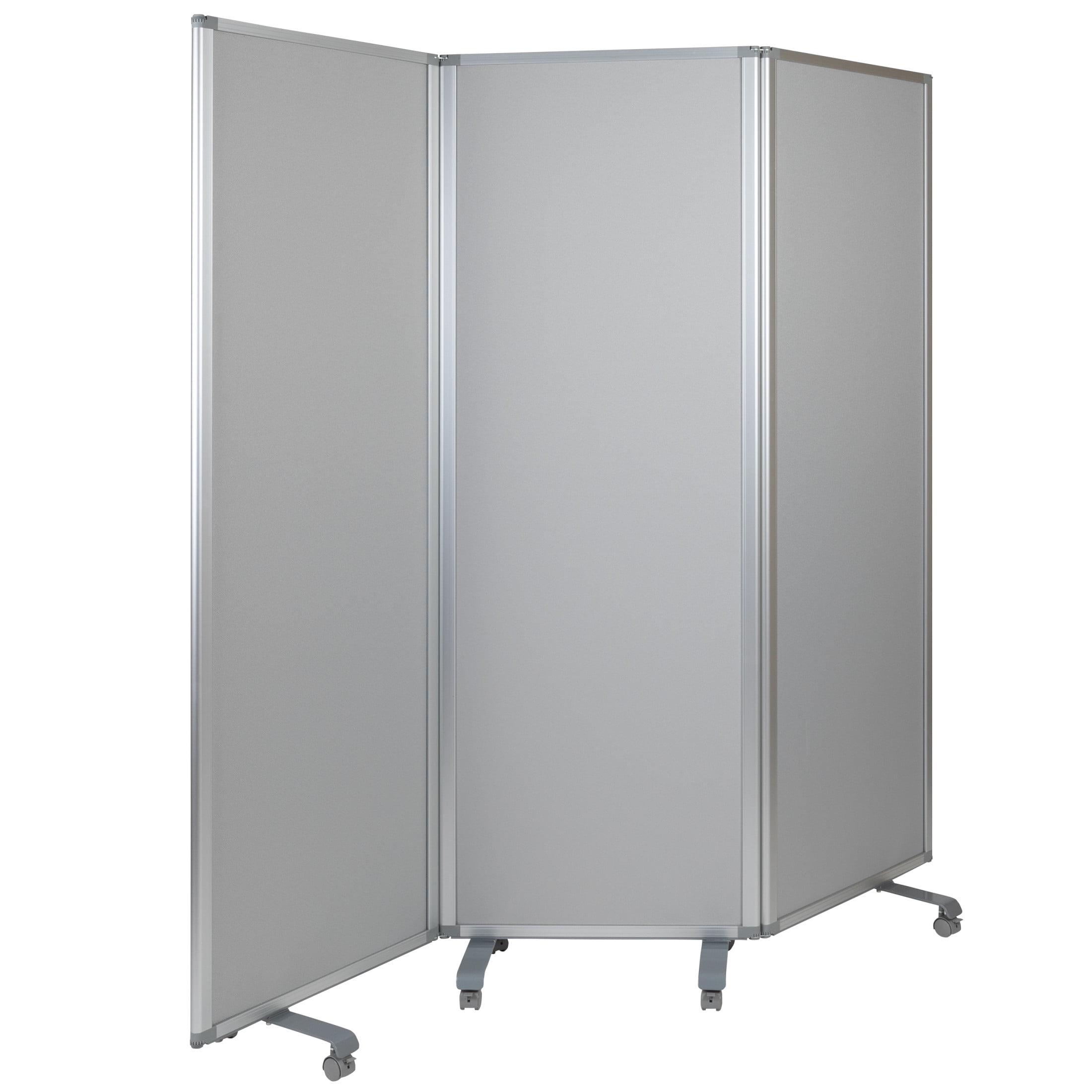 Flash Furniture Raisley Double Sided Mobile Magnetic Whiteboard/Cloth Partition with Lockable Casters, 72"H x 24"W (3 sections included)