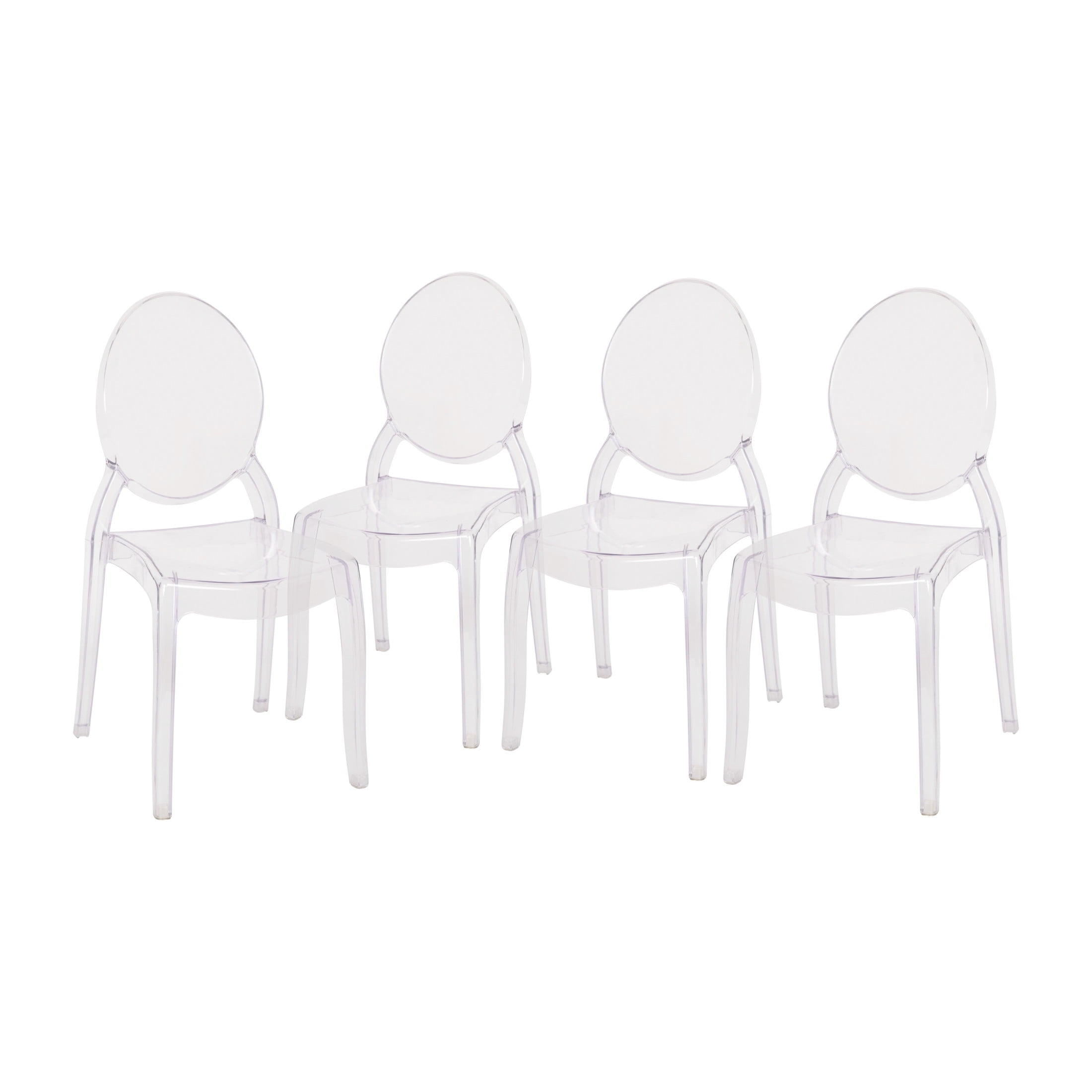 Flash Furniture Revna Series Ghost Chair, Set of 4, Clear Plastic