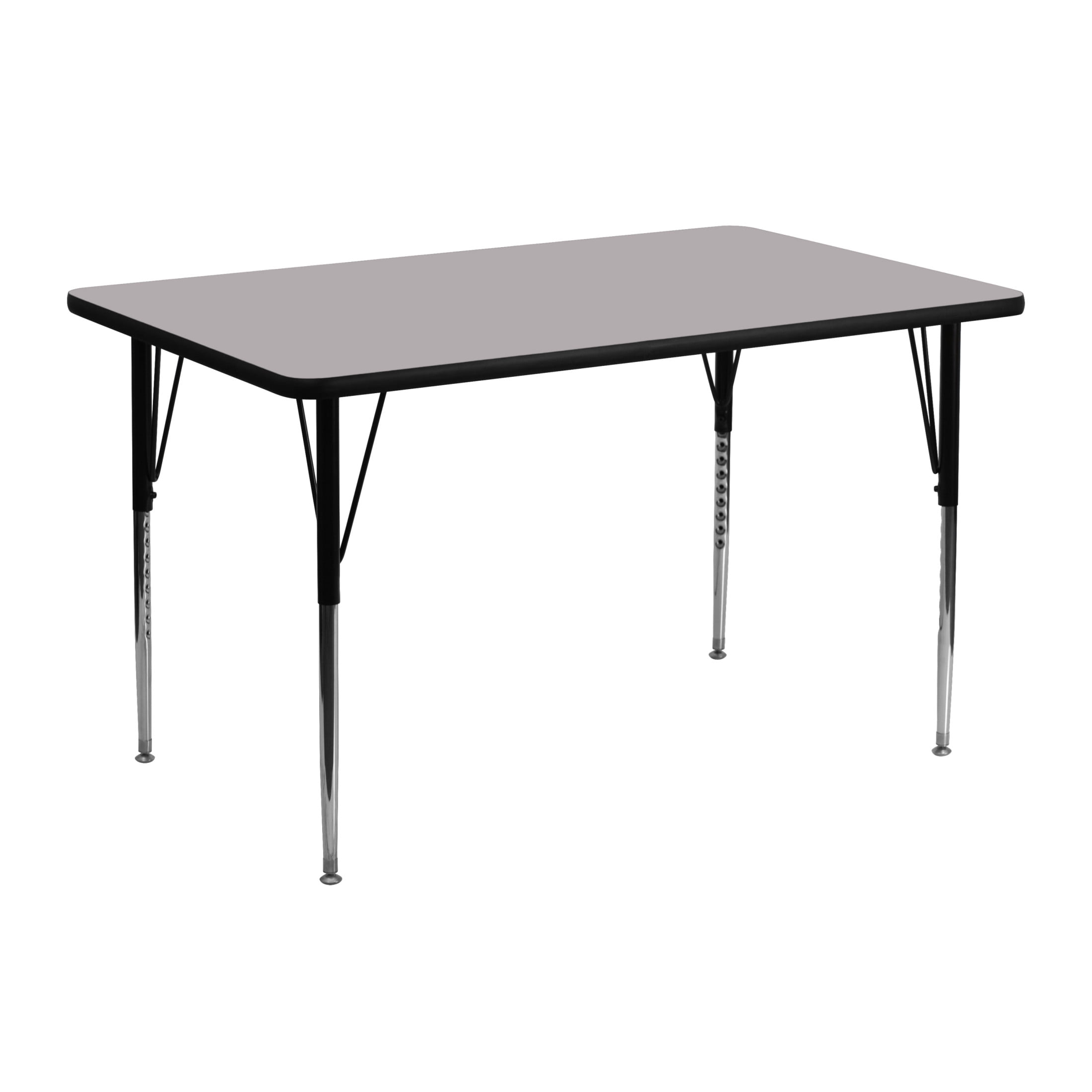 Flash Furniture Rectangular Plastic Adjustable Height Classroom Activity Table, 24" W x 48" L, Gray