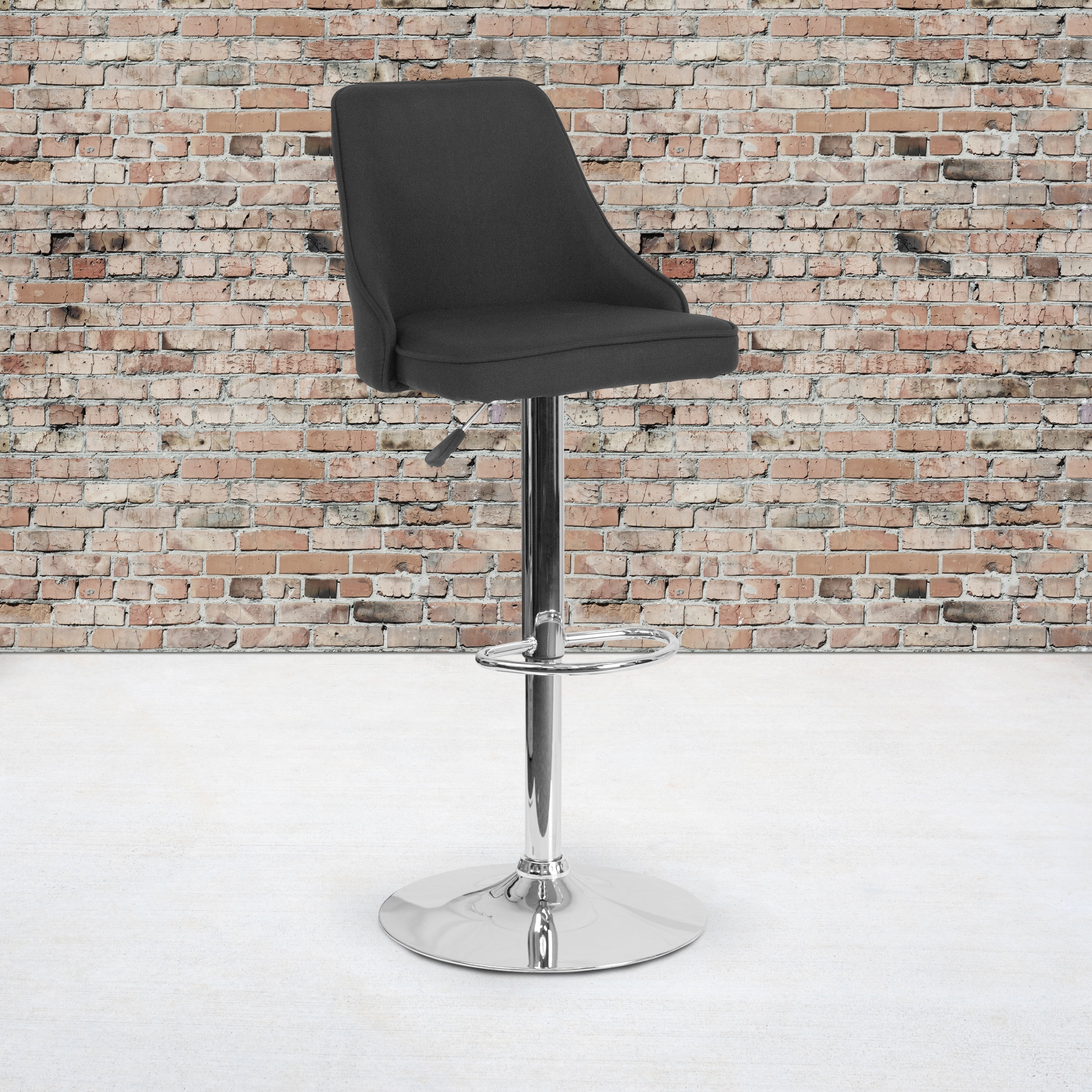 Flash Furniture Trieste Contemporary Adjustable Height Barstool in Black Fabric