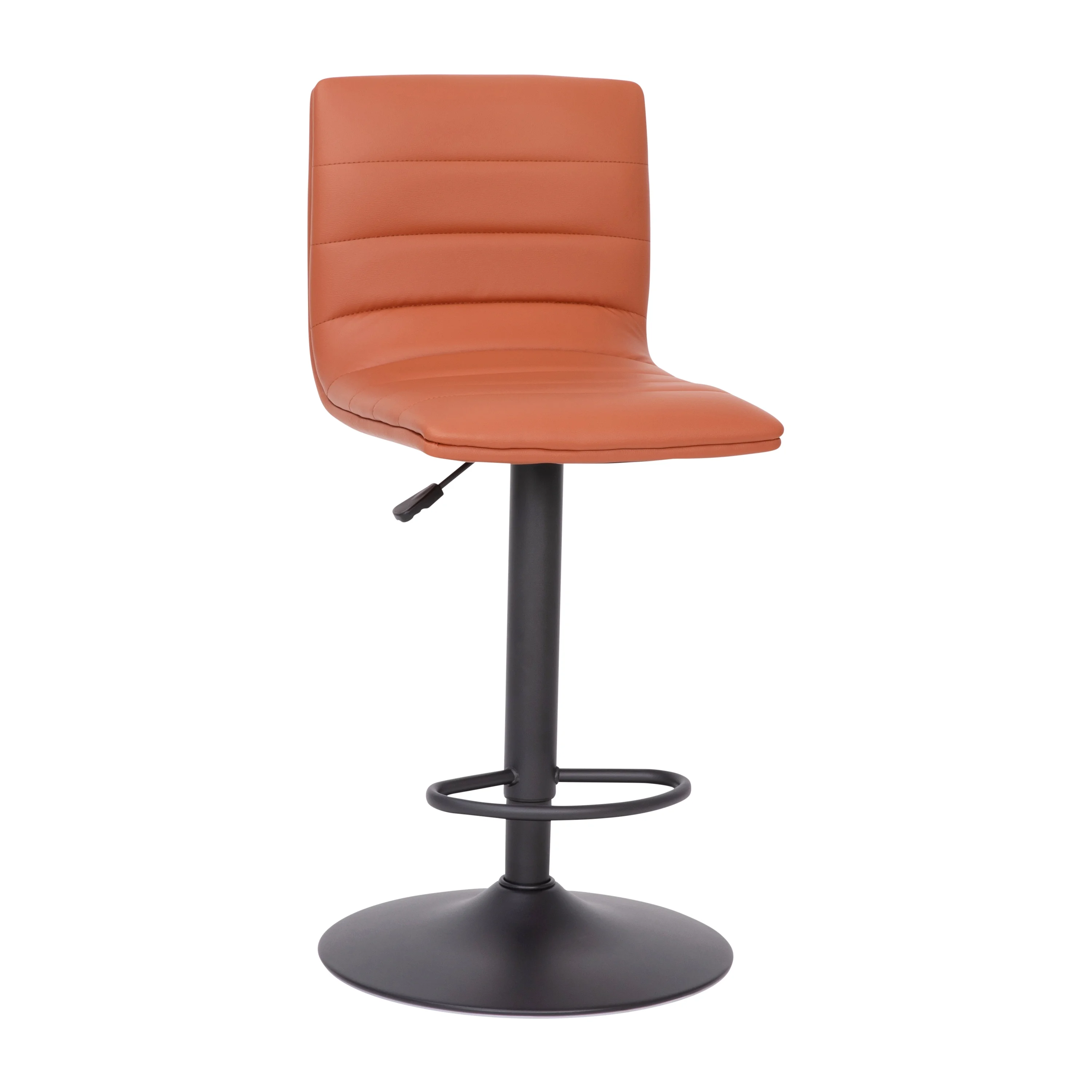Flash Furniture Vincent 24" - 33"H Square Adjustable Swivel Mid Back Barstool, Cognac/Black