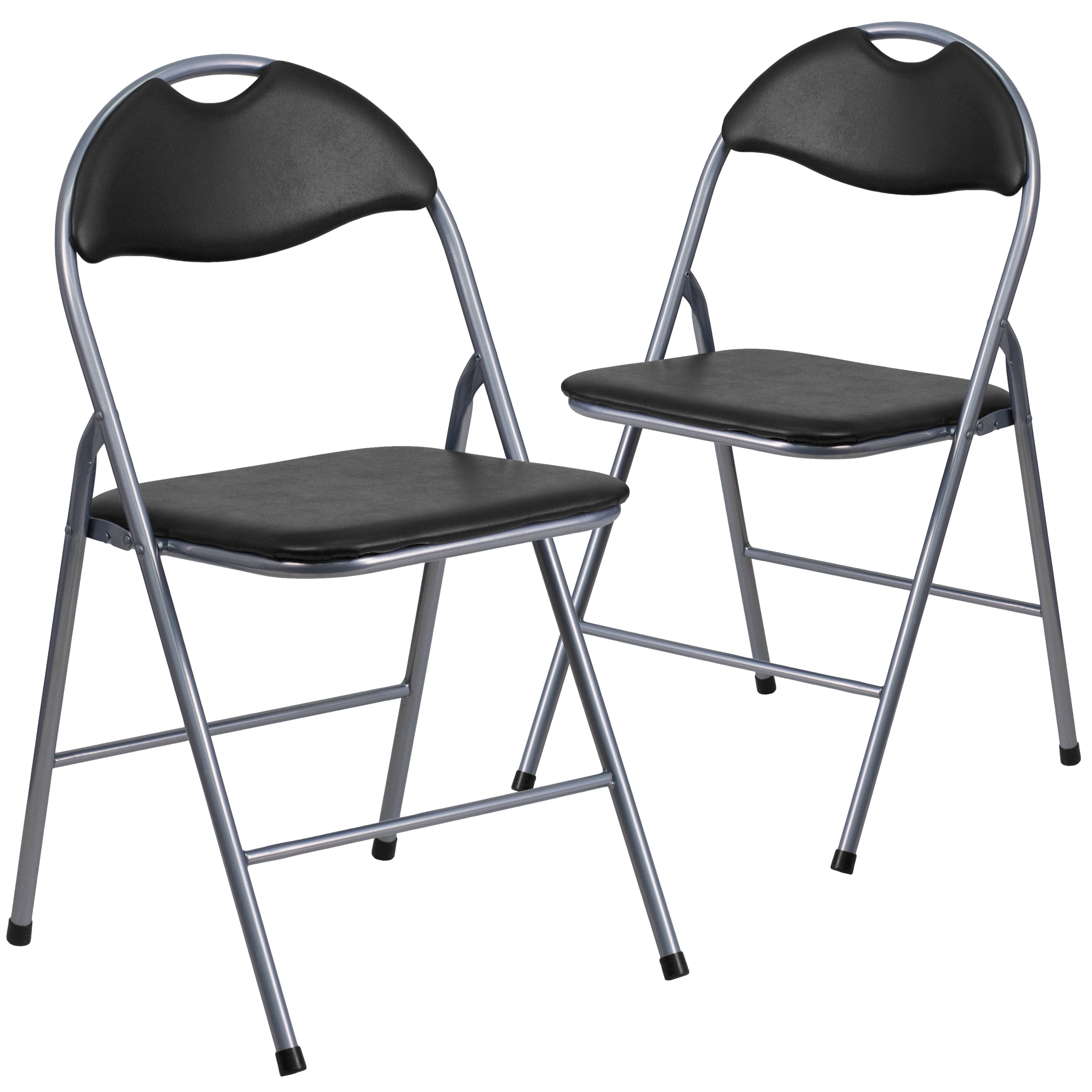 Flash Furniture Vinyl Folding Chair (2 Pack), Black