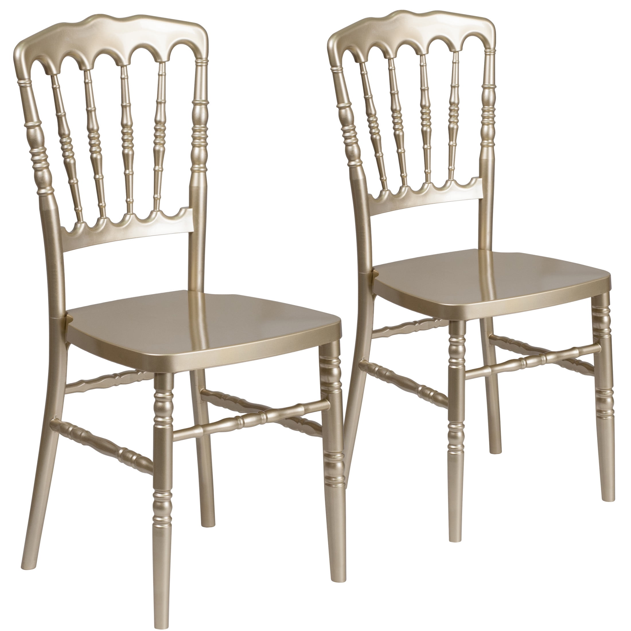 Flash Furniture 2 Pack HERCULES Series Gold Resin Stacking Napoleon Chair