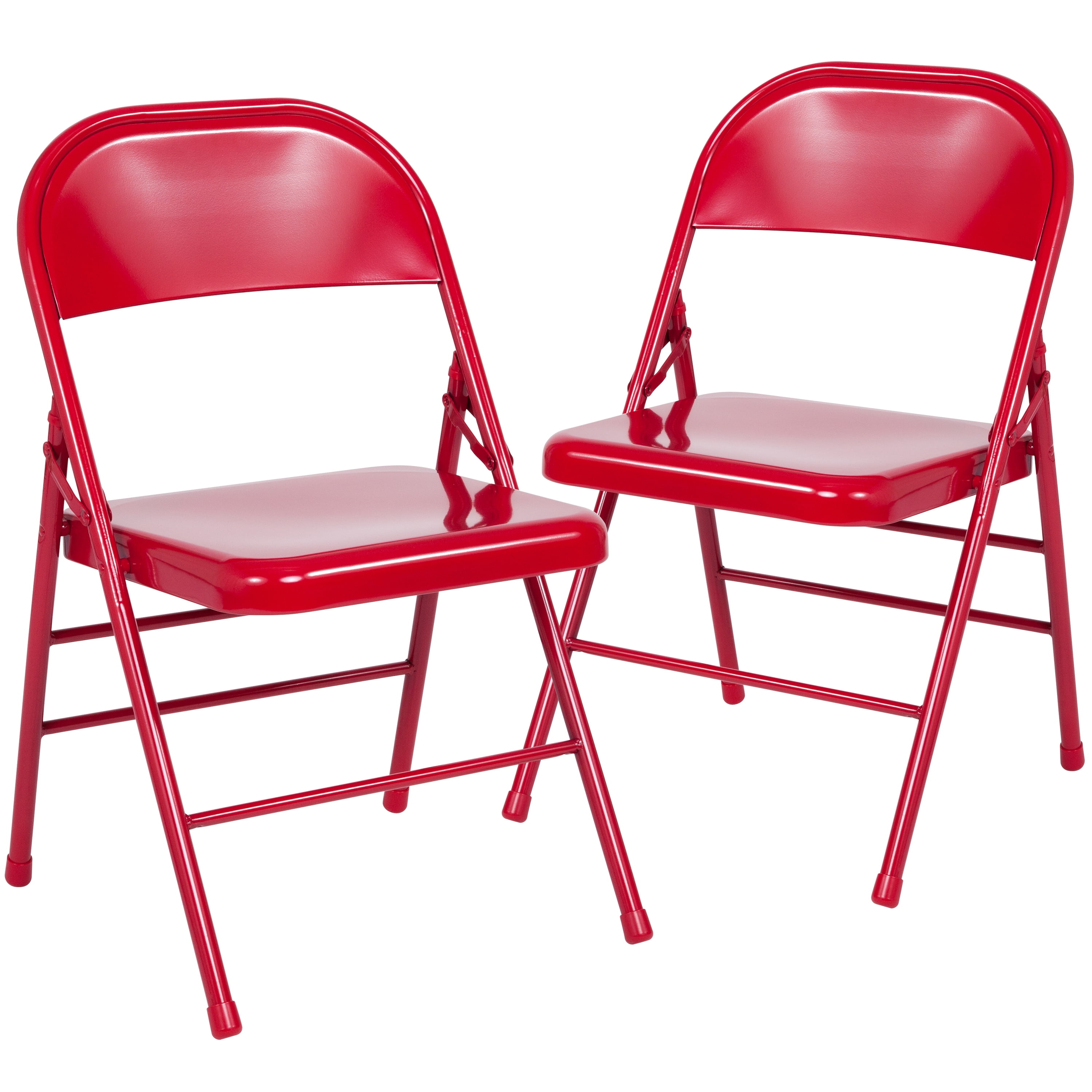 Flash Furniture 2 Pack HERCULES Series Triple Braced & Double Hinged Red Metal Folding Chair