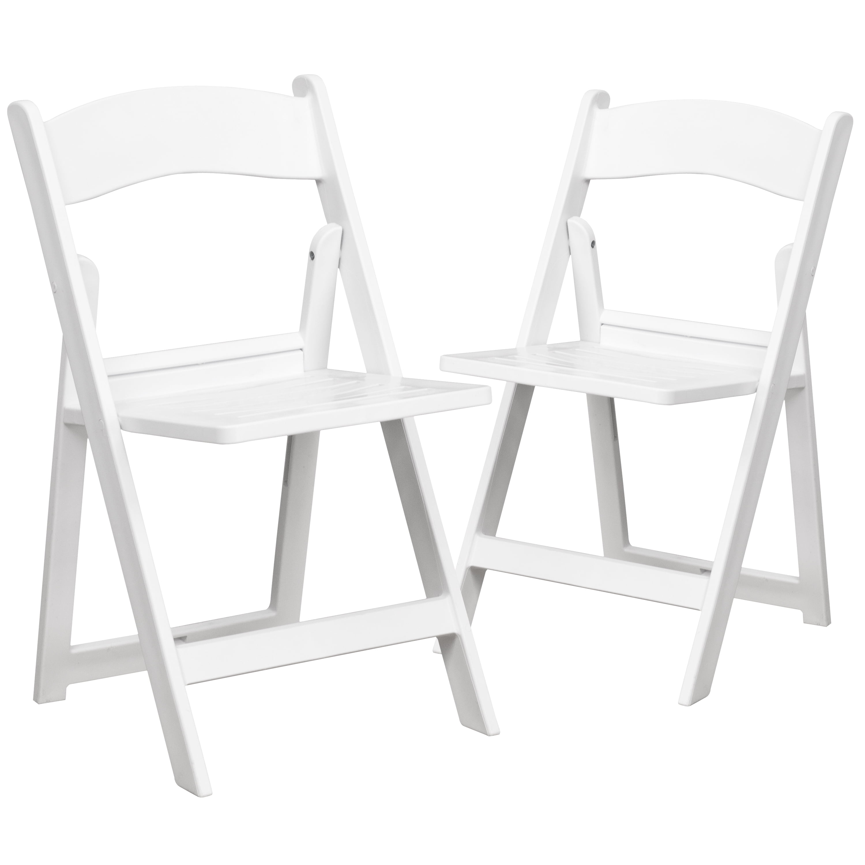 Flash Furniture 2 Pack HERCULES Series 800 lb. Capacity White Resin Folding Chair with Slatted Seat