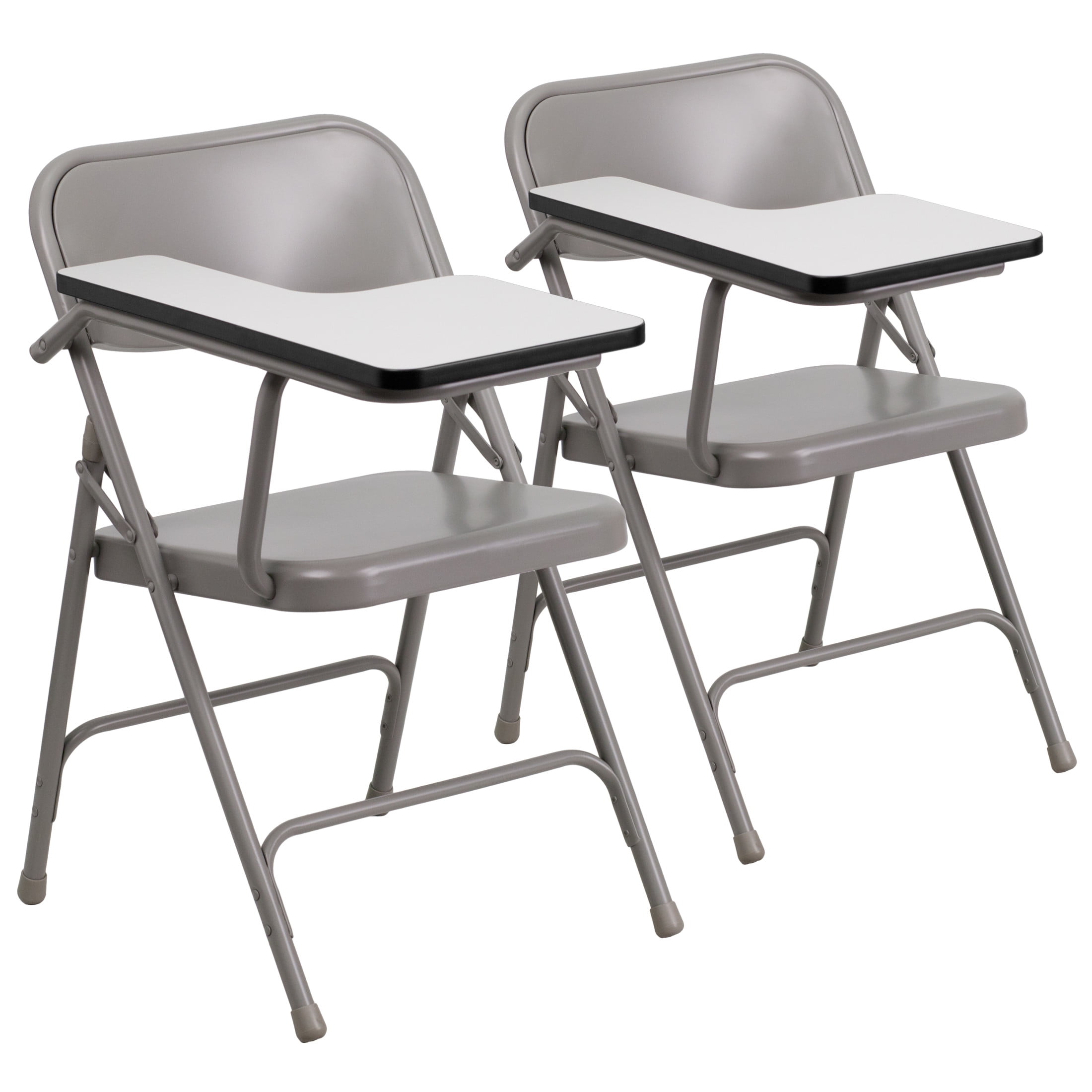 Flash Furniture Rutherford Steel Adult Folding Chairs with Right Handed Tablet Arm, Set of 2, Gray