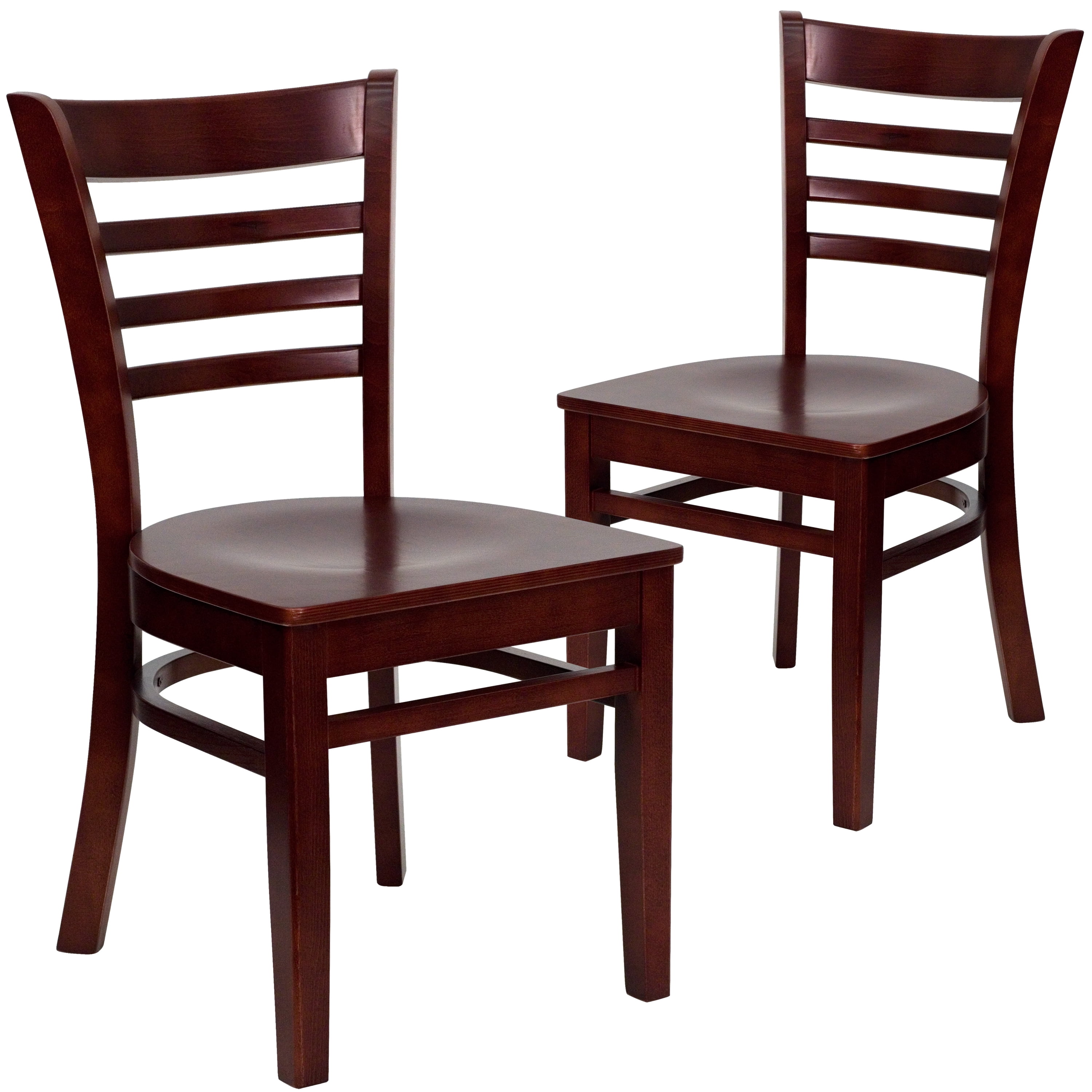 Flash Furniture 2 Pk. HERCULES Series Ladder Back Mahogany Wood Restaurant Chair
