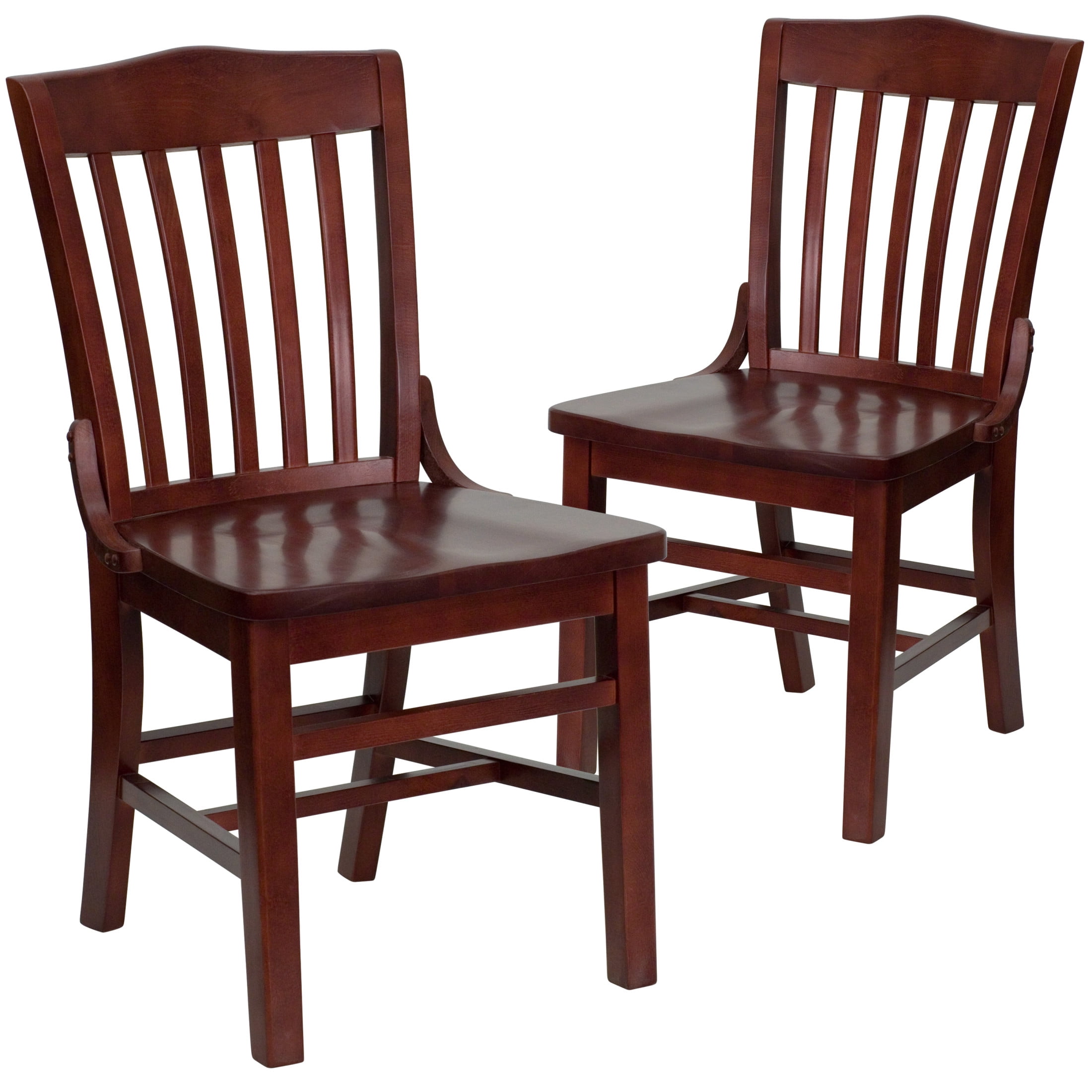 Flash Furniture 2 Pack HERCULES Series School House Back Mahogany Wood Restaurant Chair