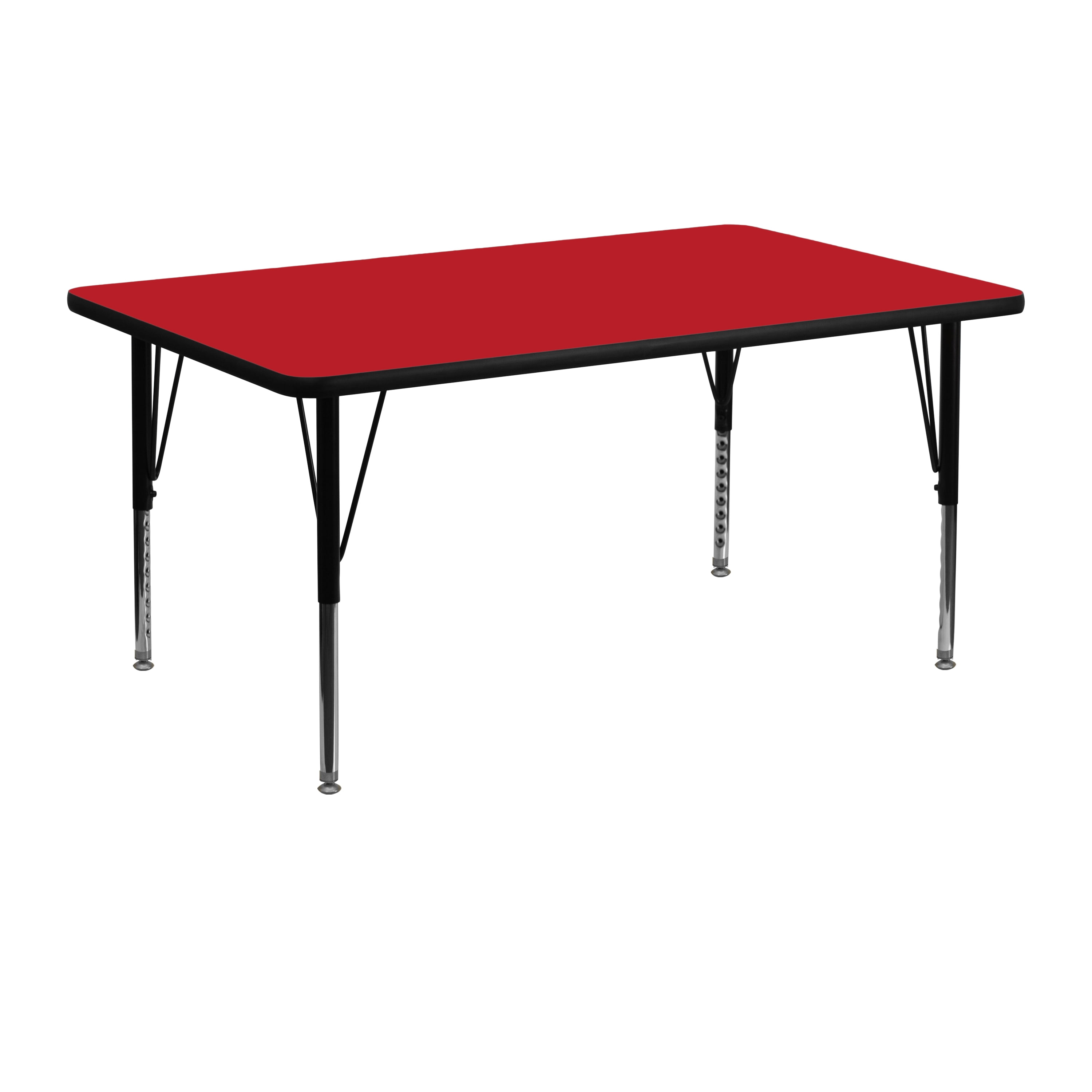 Flash Furniture 24''W x 48''L Rectangular Red HP Laminate Activity Table - Height Adjustable Short Legs