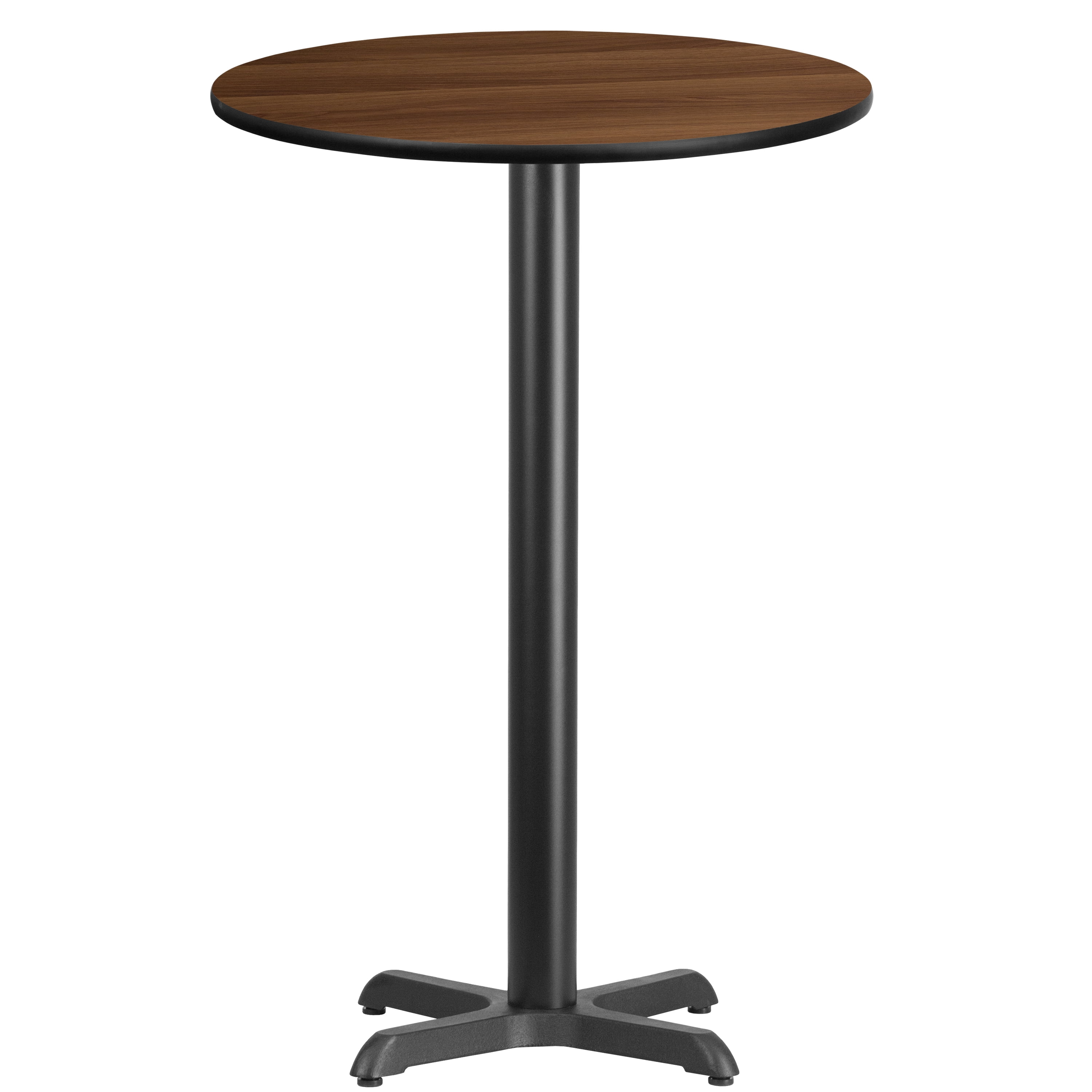 Flash Furniture 24'' Round Walnut Laminate Table Top with 22'' x 22'' Bar Height Table Base
