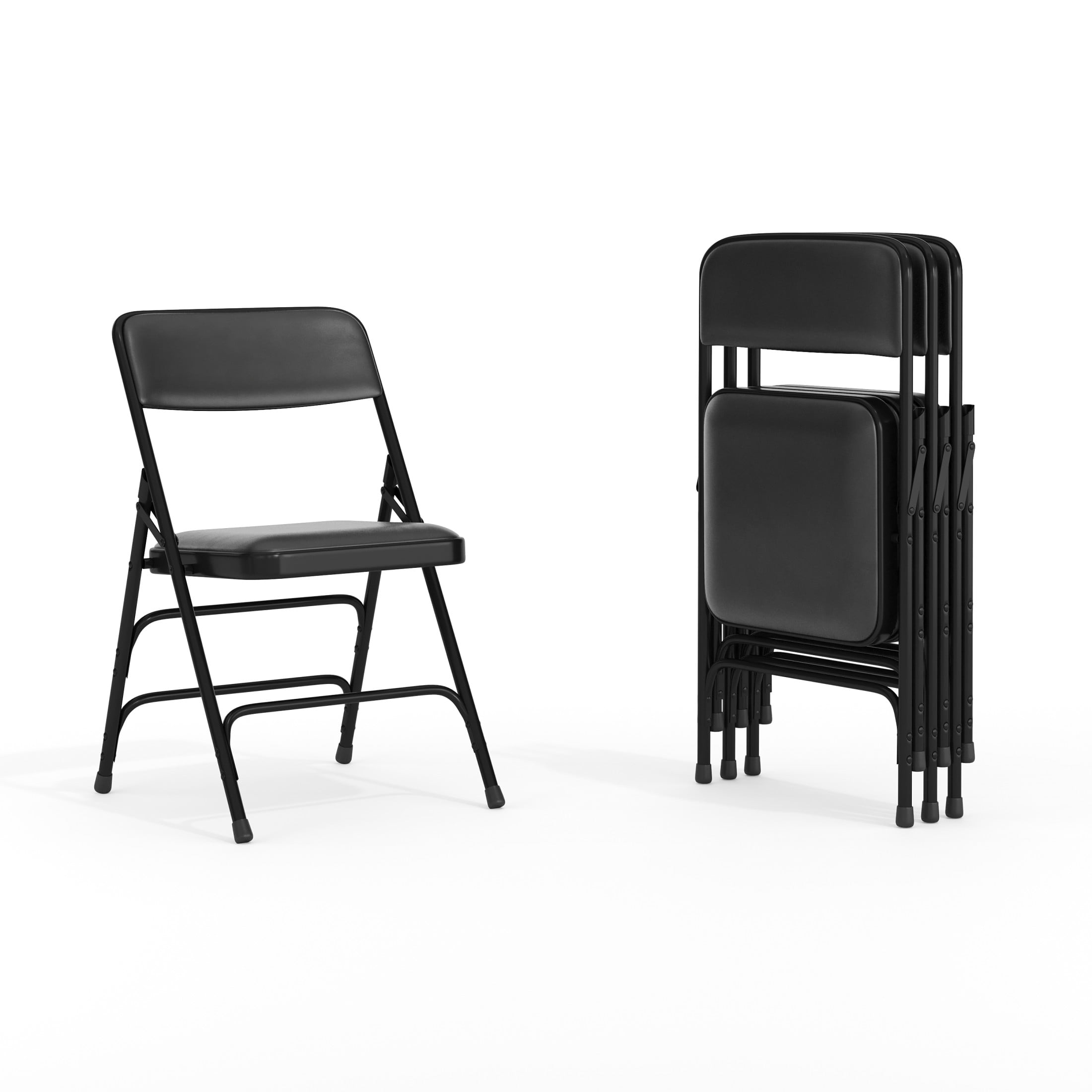 Flash Furniture Hercules Series Adult Triple Braced & Double Hinged Folding Chairs, Set of 4, Black
