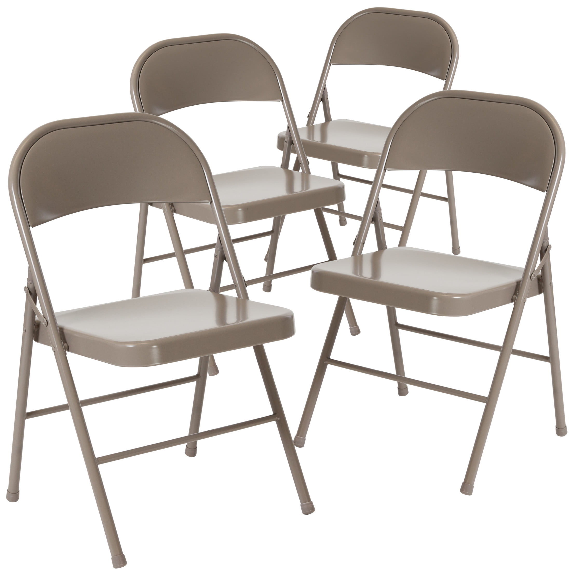 Flash Furniture 4 Pack HERCULES Series Double Braced Gray Metal Folding Chair