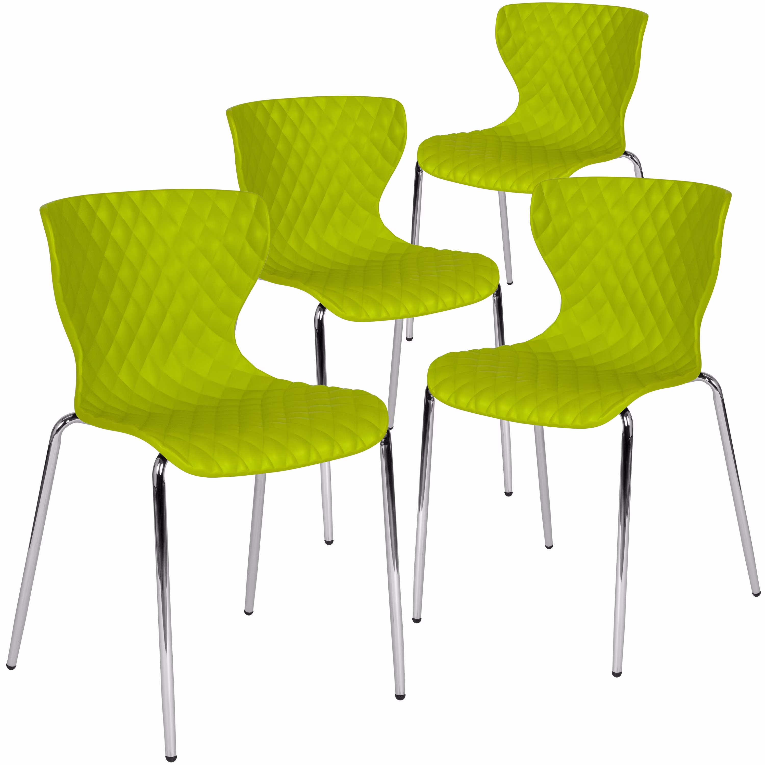 Flash Furniture 4 Pack Lowell Contemporary Design Citrus Green Plastic Stack Chair