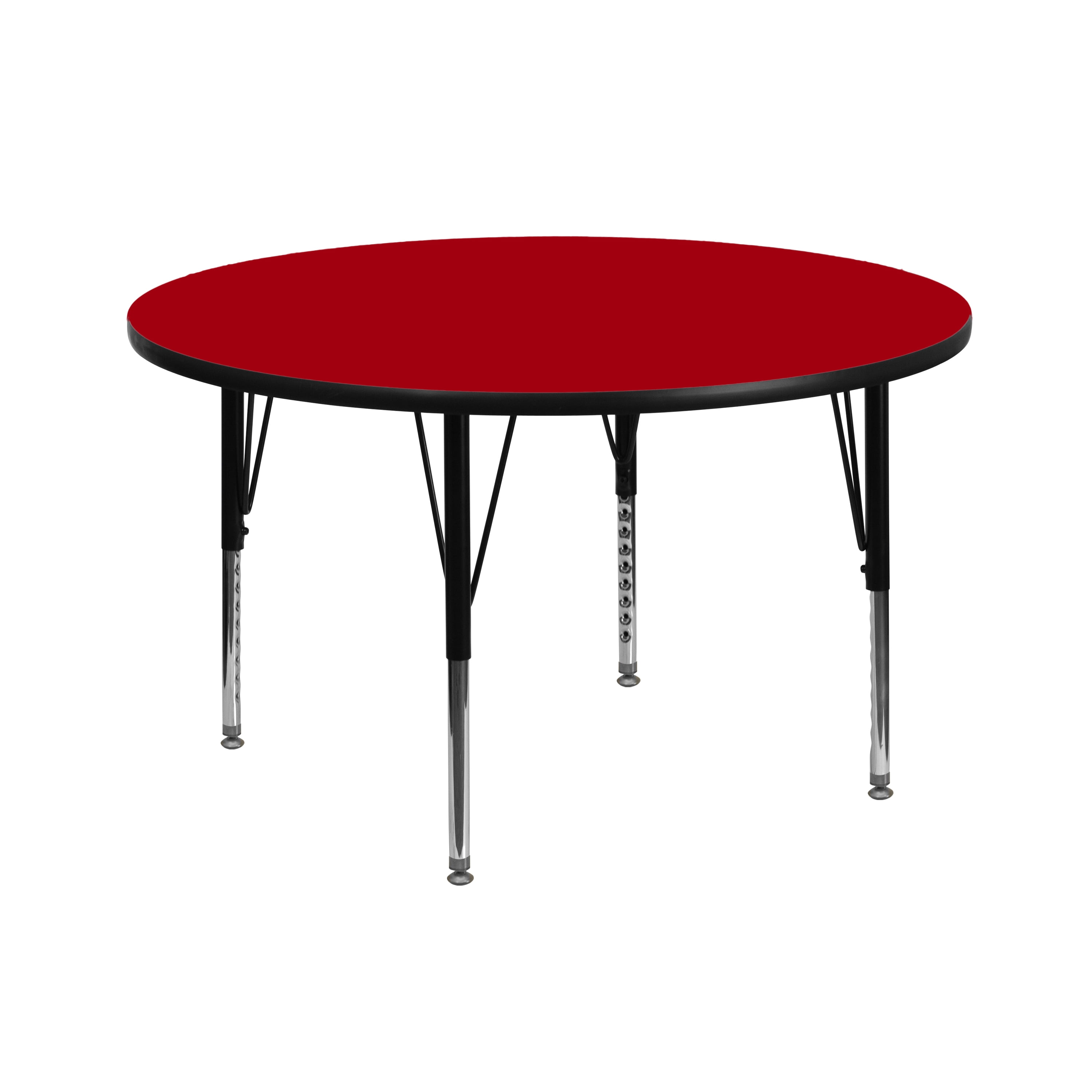 Flash Furniture 42'' Round Red Thermal Laminate Activity Table - Height Adjustable Short Legs