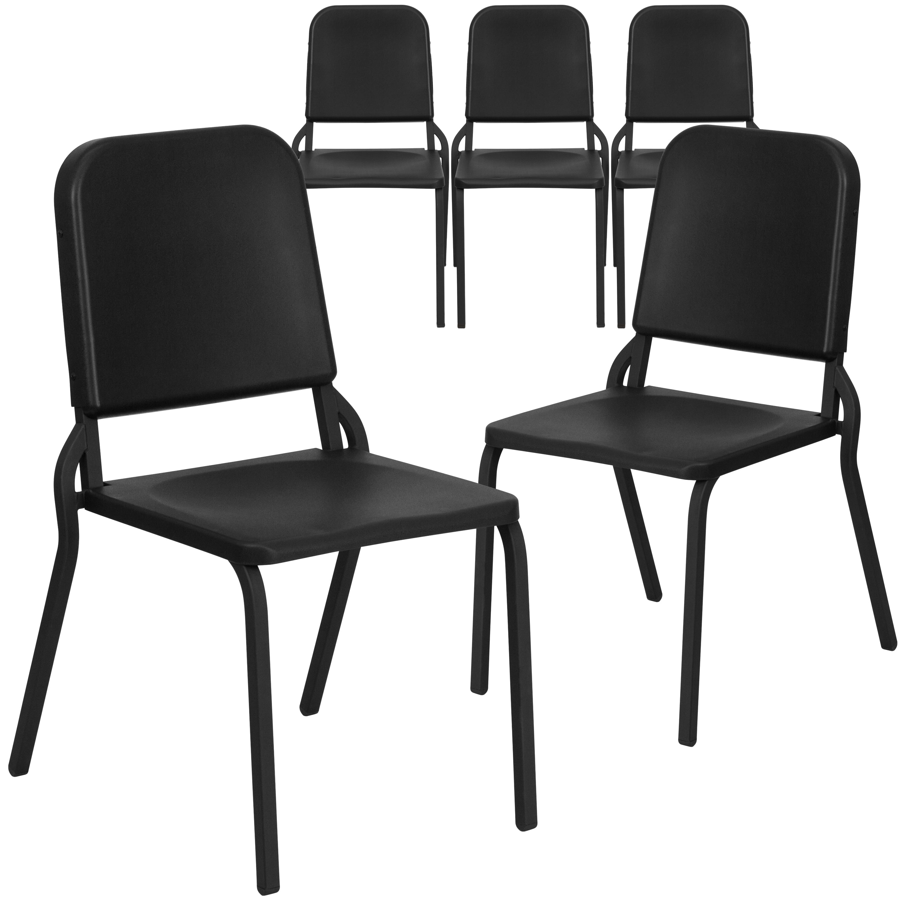 Flash Furniture 5 Pack HERCULES Series Black High Density Stackable Melody Band/Music Chair