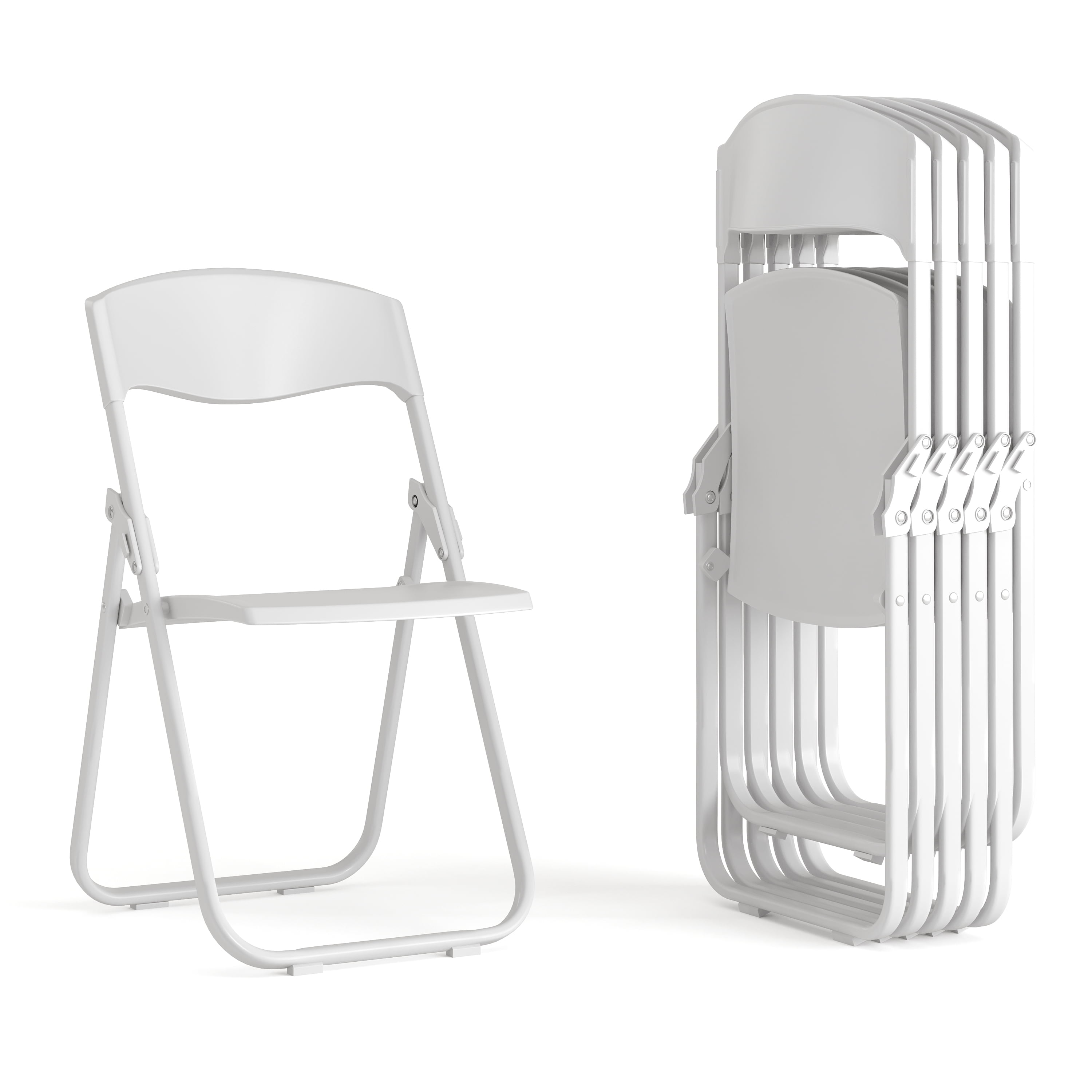 Flash Furniture 6 Pack HERCULES Series 500 lb. Capacity Heavy Duty White Plastic Folding Chair with Built-in Ganging Brackets