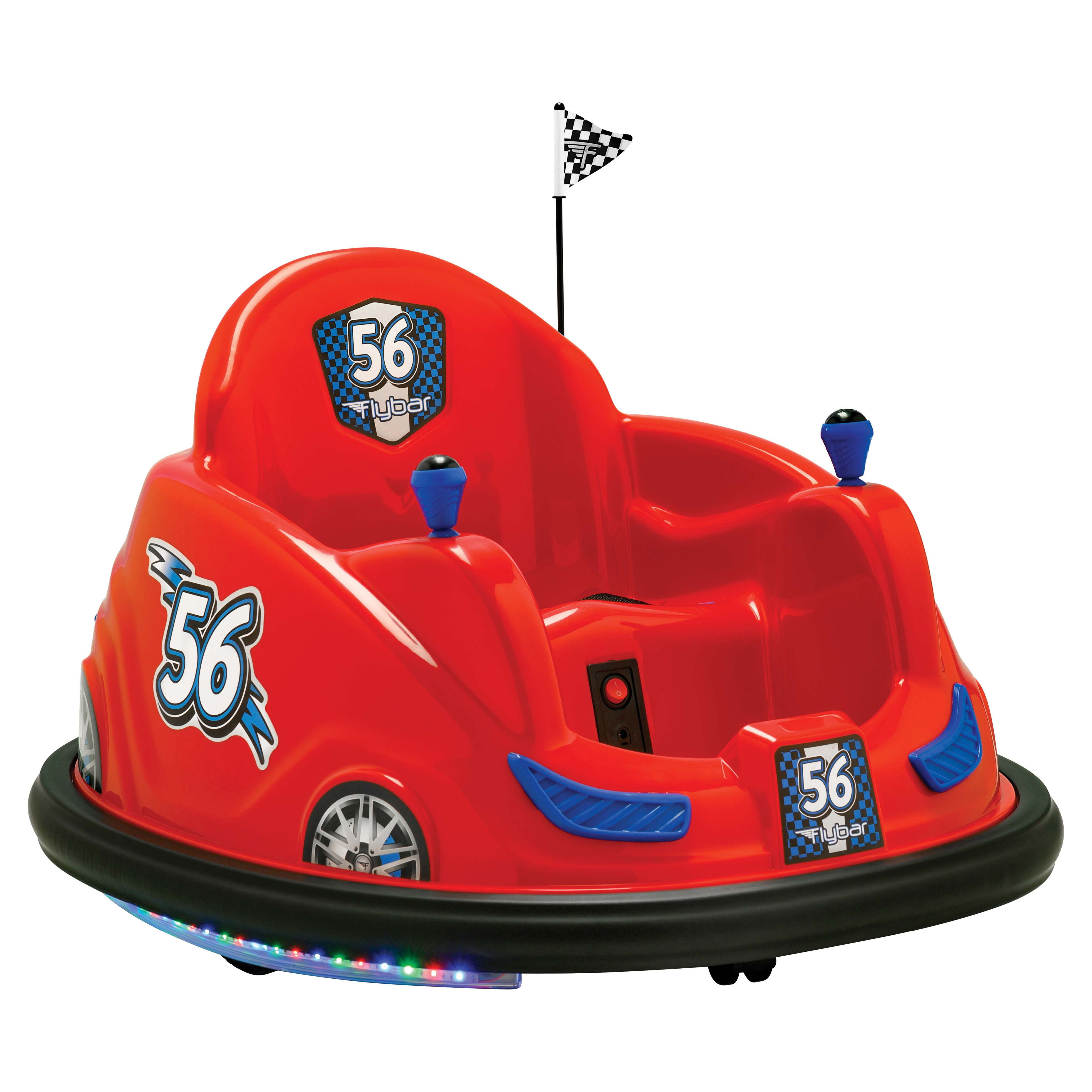 Flybar 6 Volts Bumper Car, Battery Powered Ride on, Fun LED Lights, Includes Charger, Ages 1.5 to 4 Years, Red