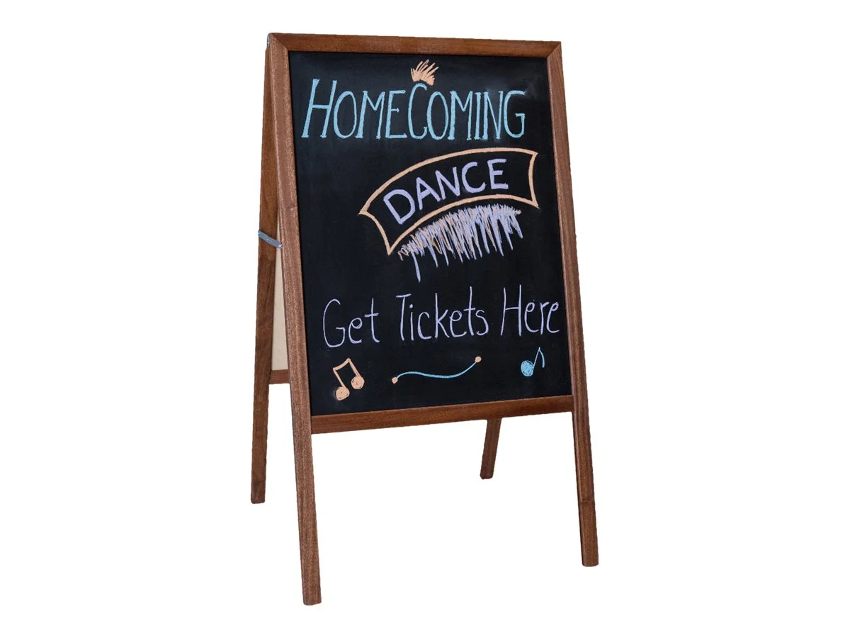 Flipside Products Stained Marquee Easel with Black Chalkboard, 42 Inch H x 24 Inch W