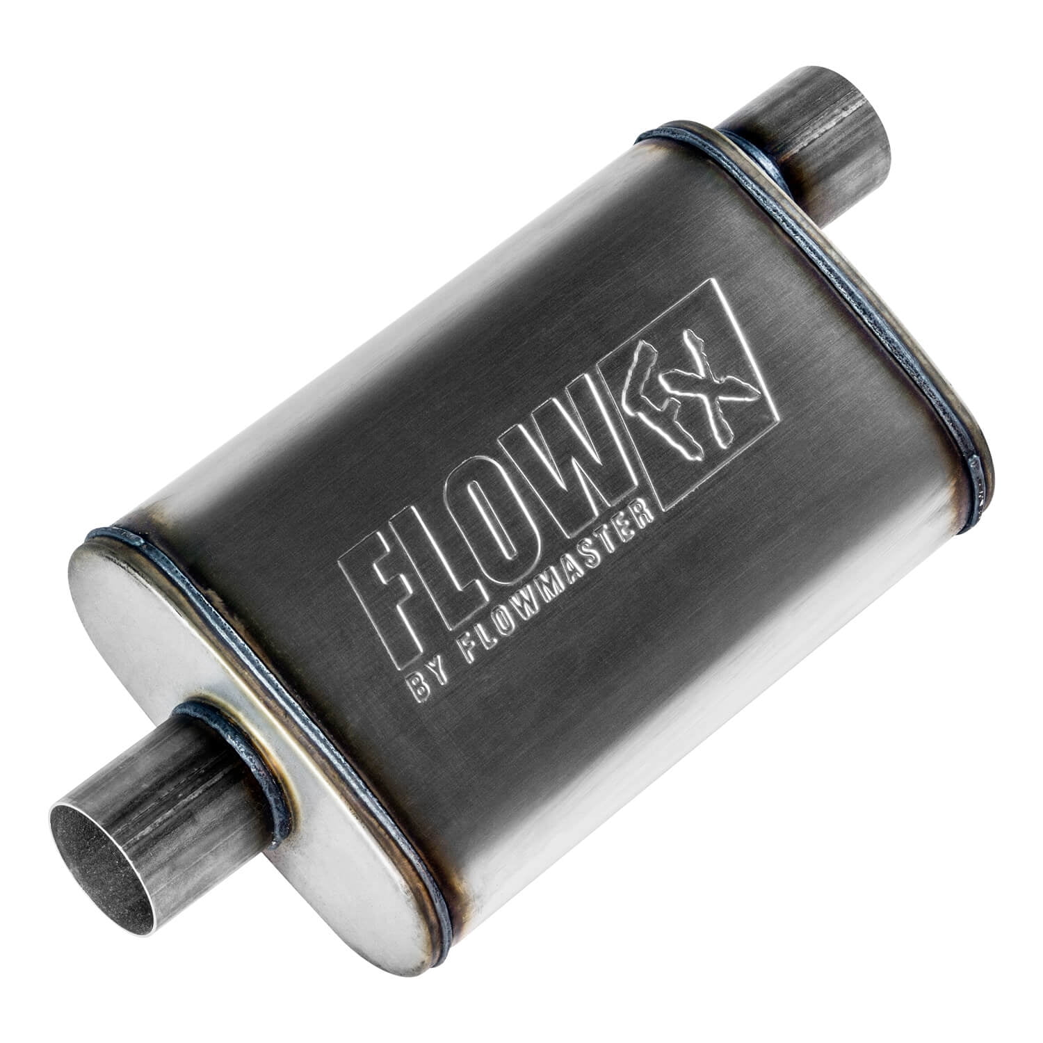 Flowmaster 71226 FlowFX Muffler 2.5" Offset Inlet Center Outlet - Moderate Sound 409 Stainless Steel