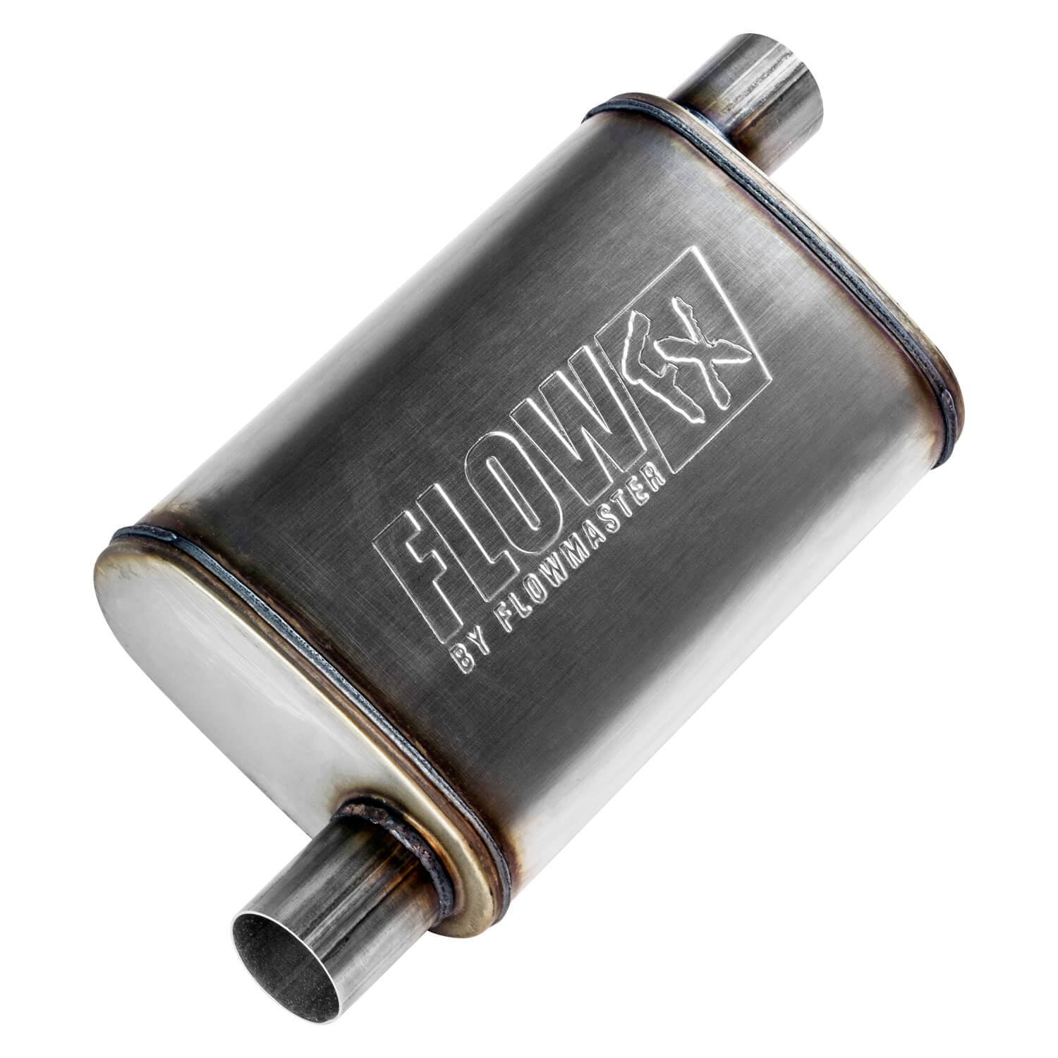 Flowmaster 71235 FlowFX Muffler 2.25" Offset Inlet Offset Outlet - Moderate Sound 409 Stainless Steel