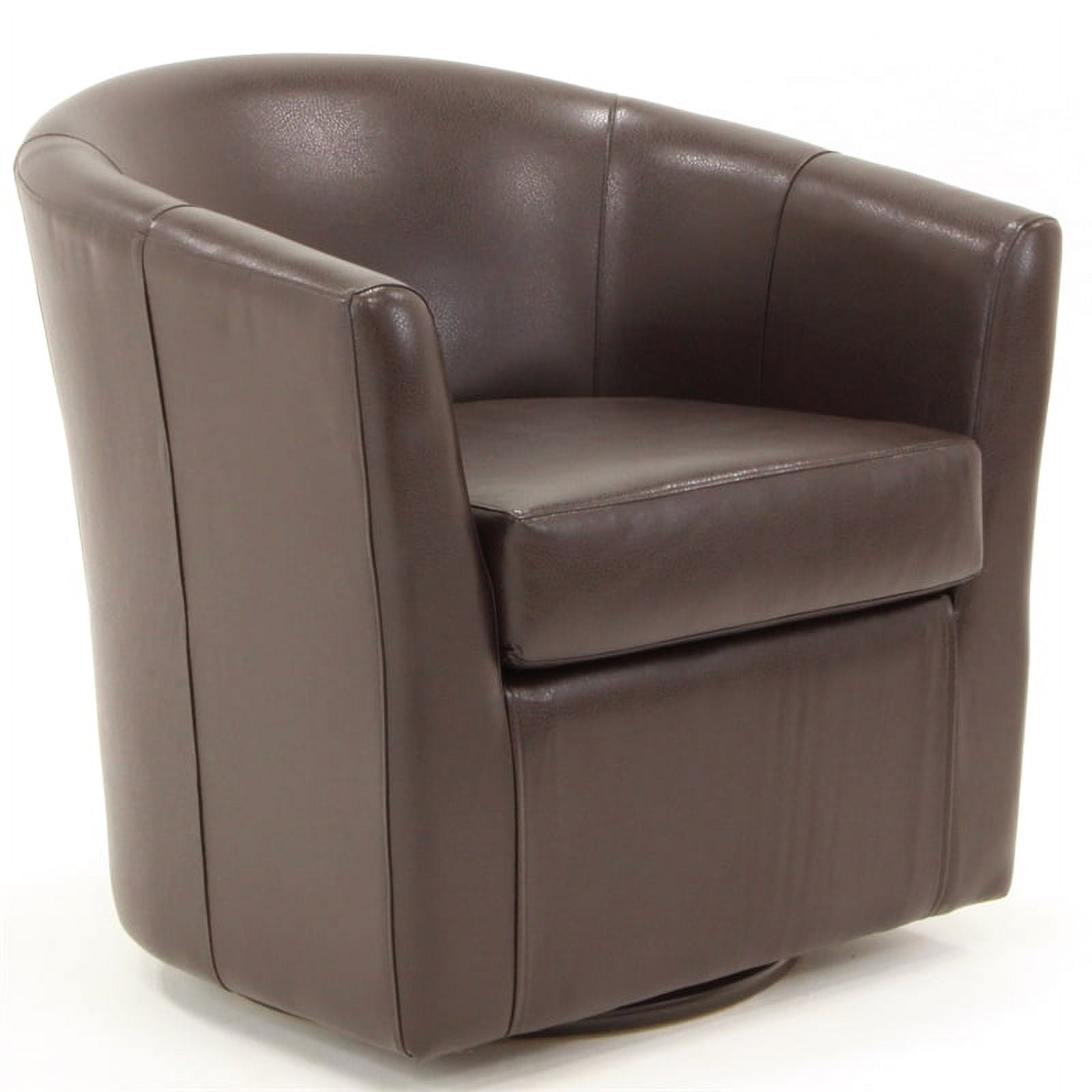 Fox Hill Trading Windsor Faux Leather Swivel Chair, Brown