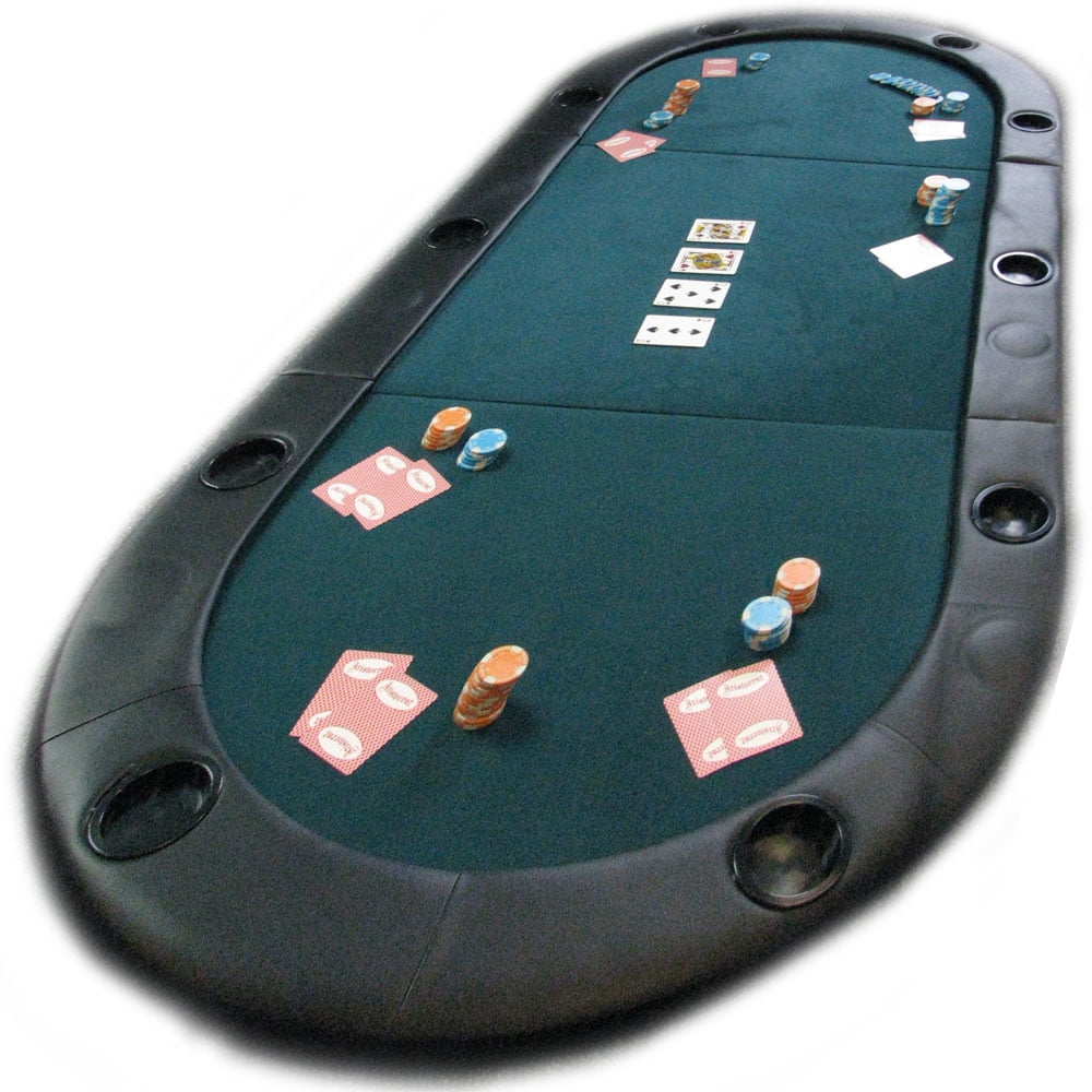 Foldable Poker Table Top with Water Resistant Mat and Cupholders