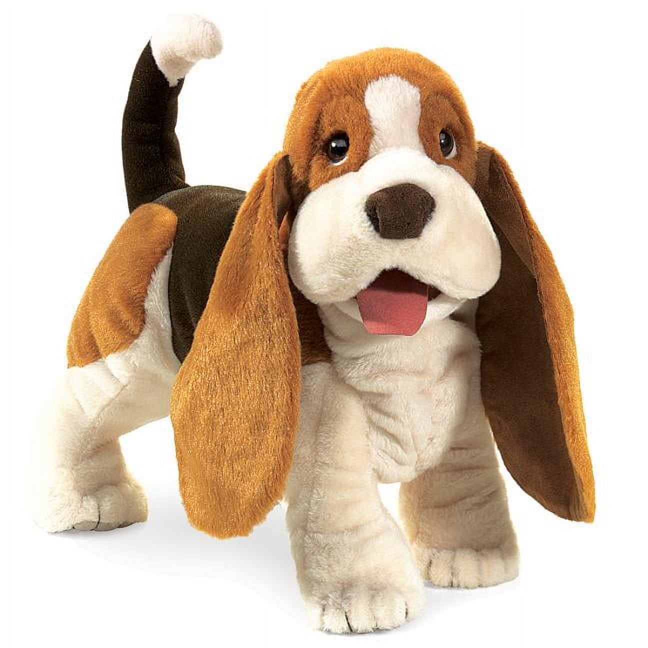 Folkmanis Puppet Basset Hound Puppet, Ages 12+, Soft Plush, Cuddle Toy, Multicolor